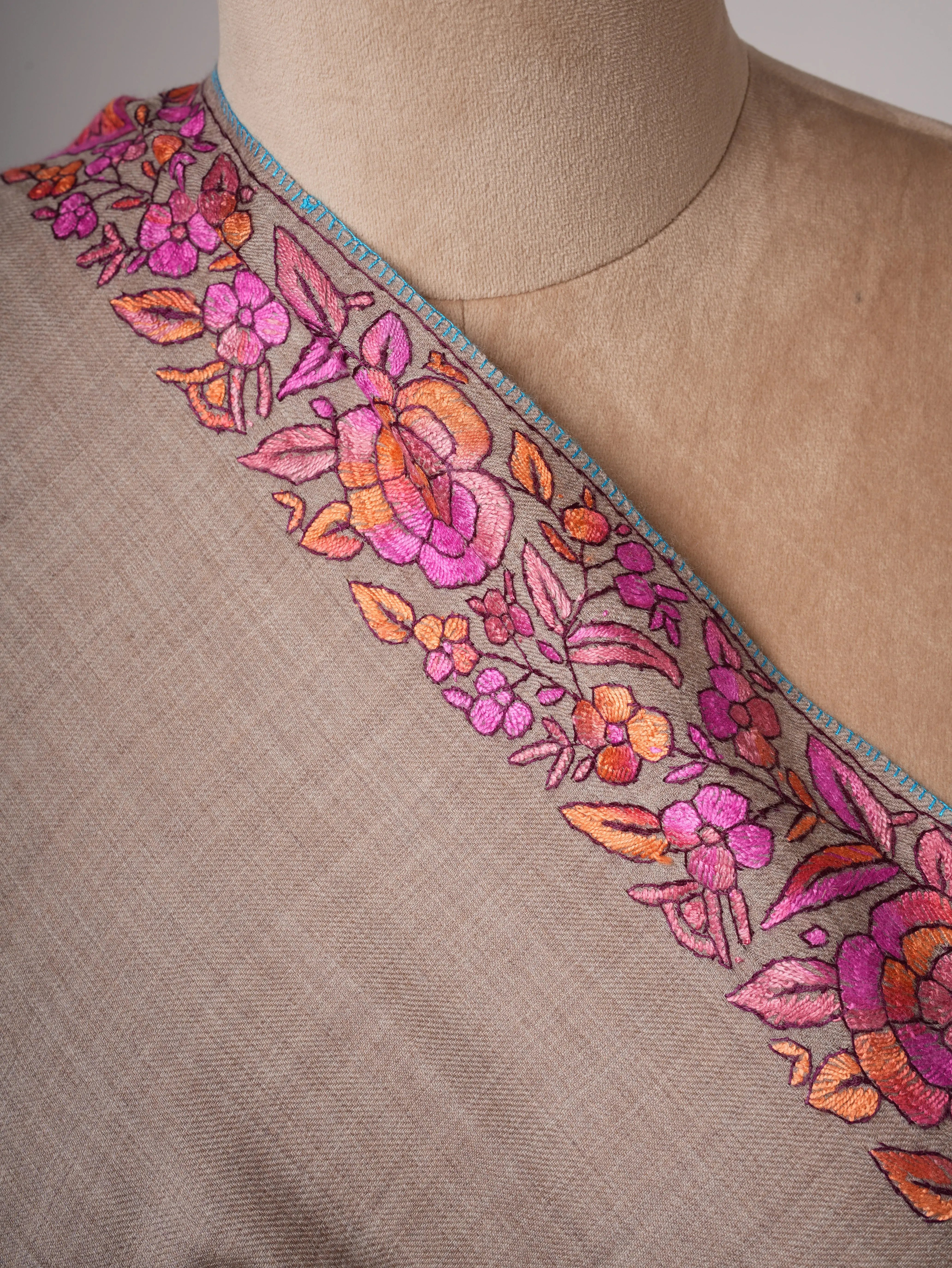 Fine Wool Shawl with Papier Mache Hand Embroidery Shahkaar