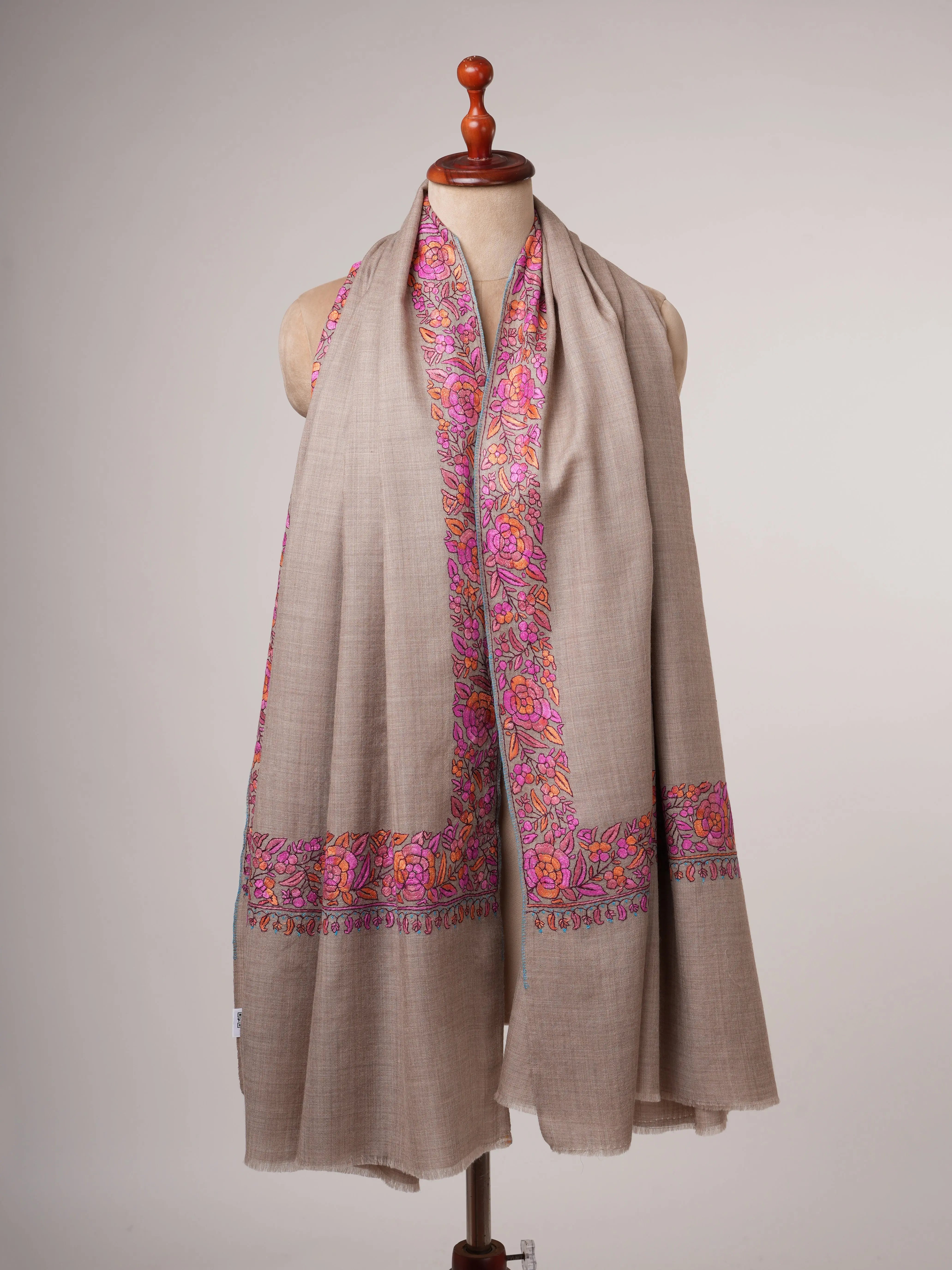 Fine Wool Shawl with Papier Mache Hand Embroidery Shahkaar