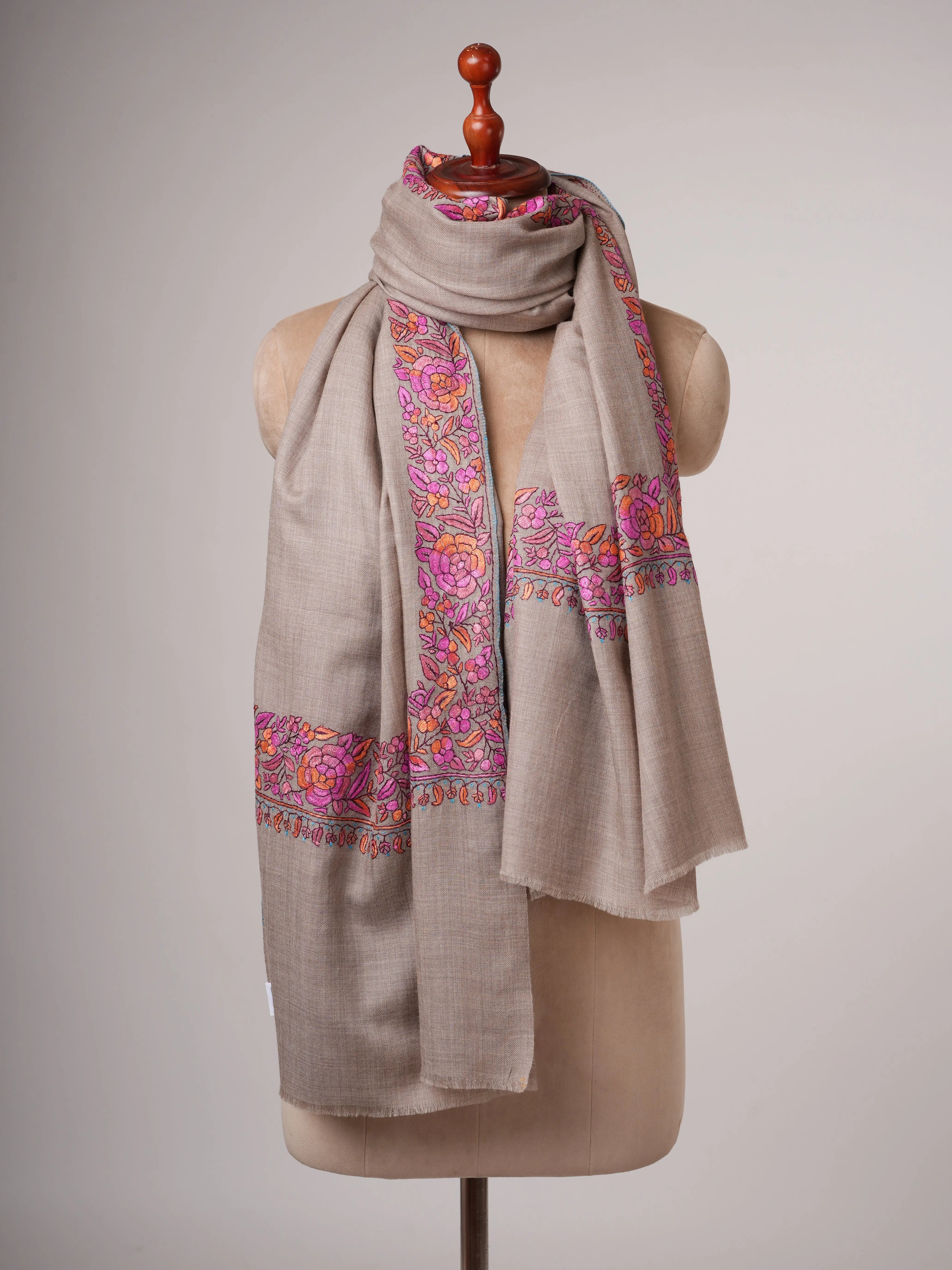 Fine Wool Shawl with Papier Mache Hand Embroidery Shahkaar