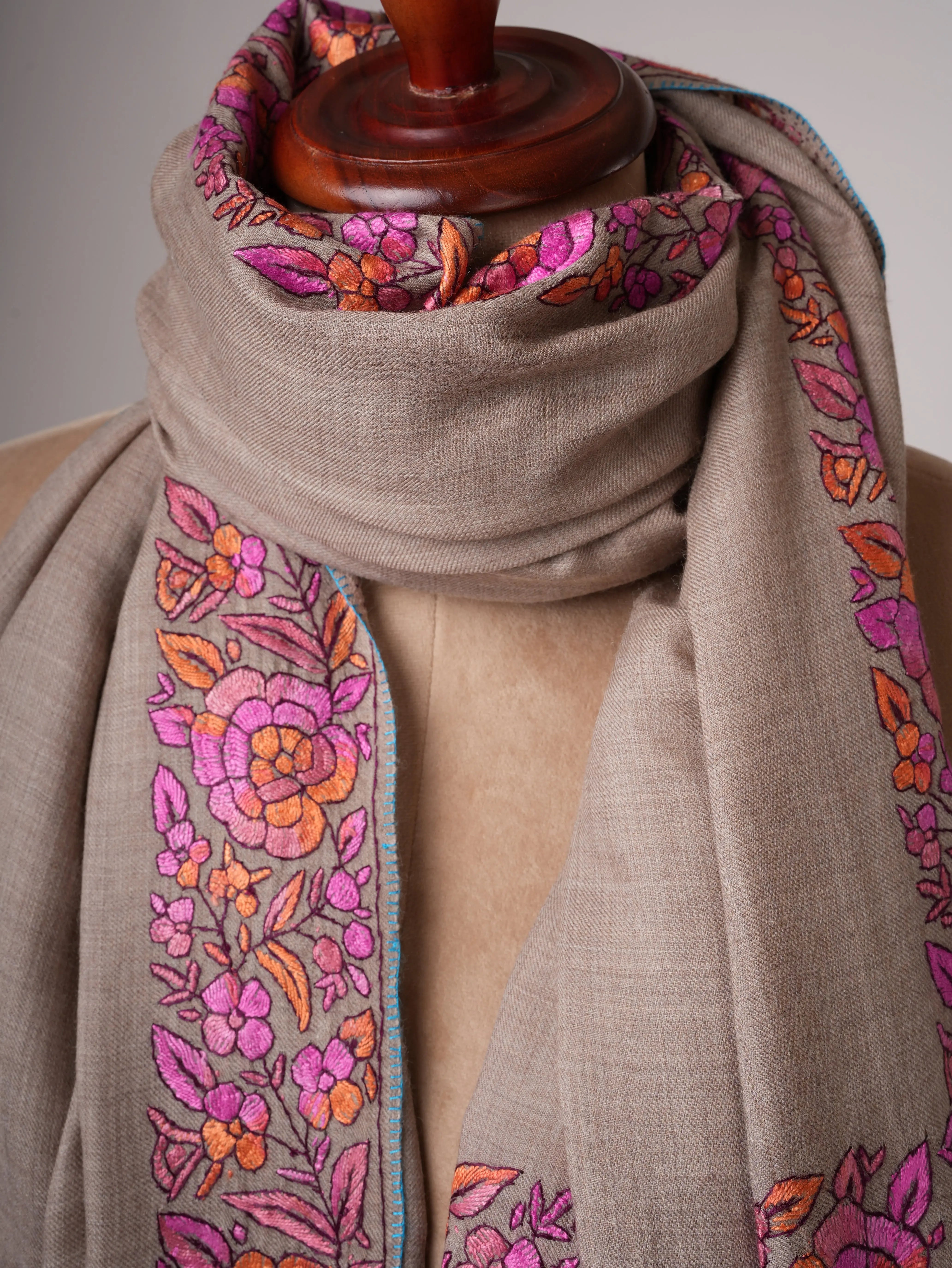 Fine Wool Shawl with Papier Mache Hand Embroidery Shahkaar