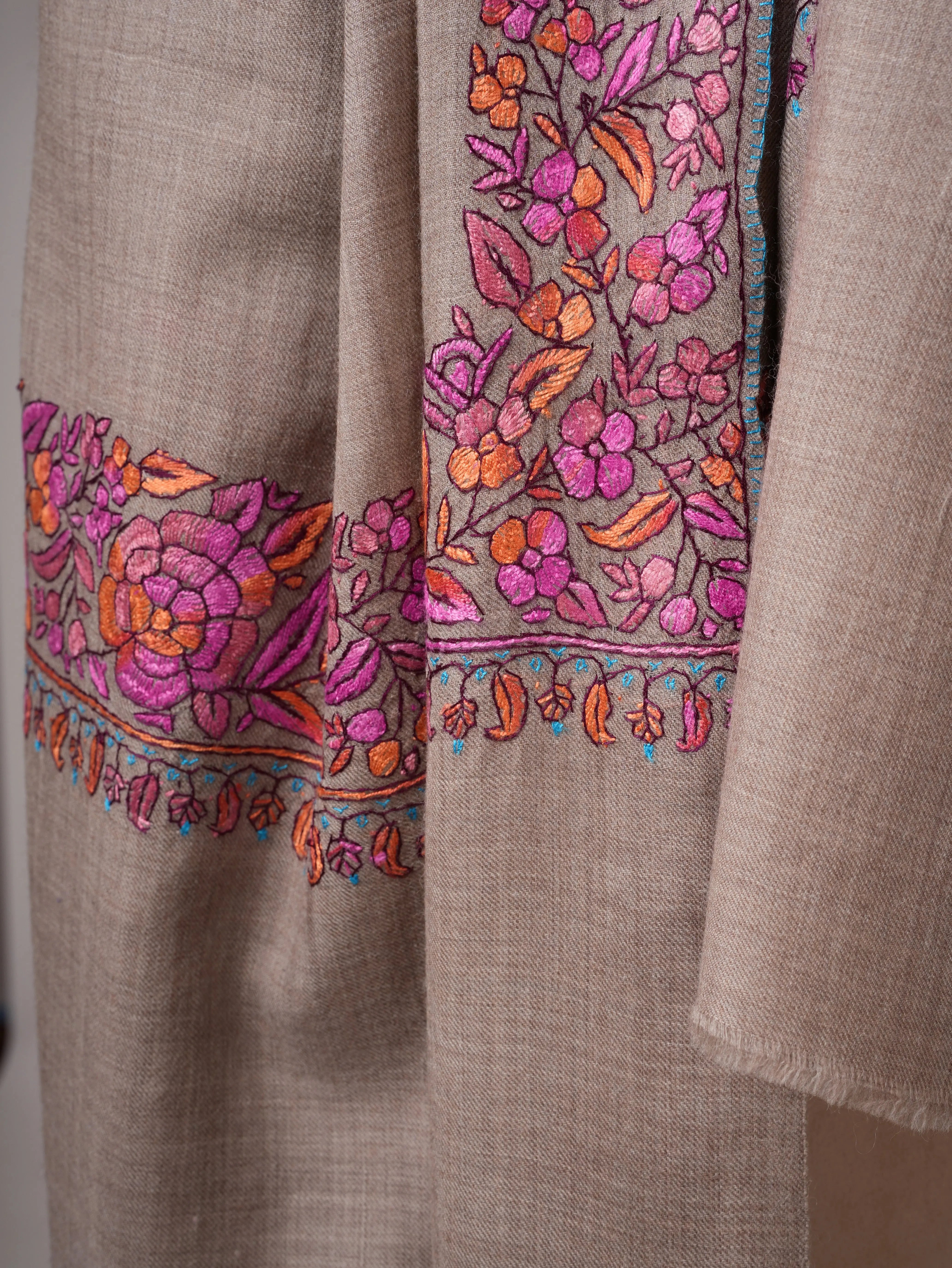 Fine Wool Shawl with Papier Mache Hand Embroidery Shahkaar
