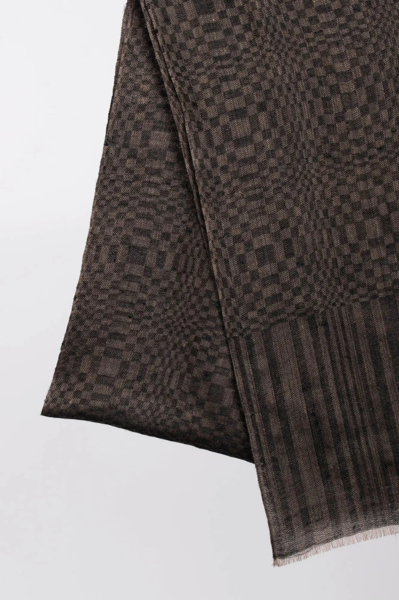 Football Texture Weave Lightweight Black Beige Cashmere Wrap - NORWALK Shahkaar