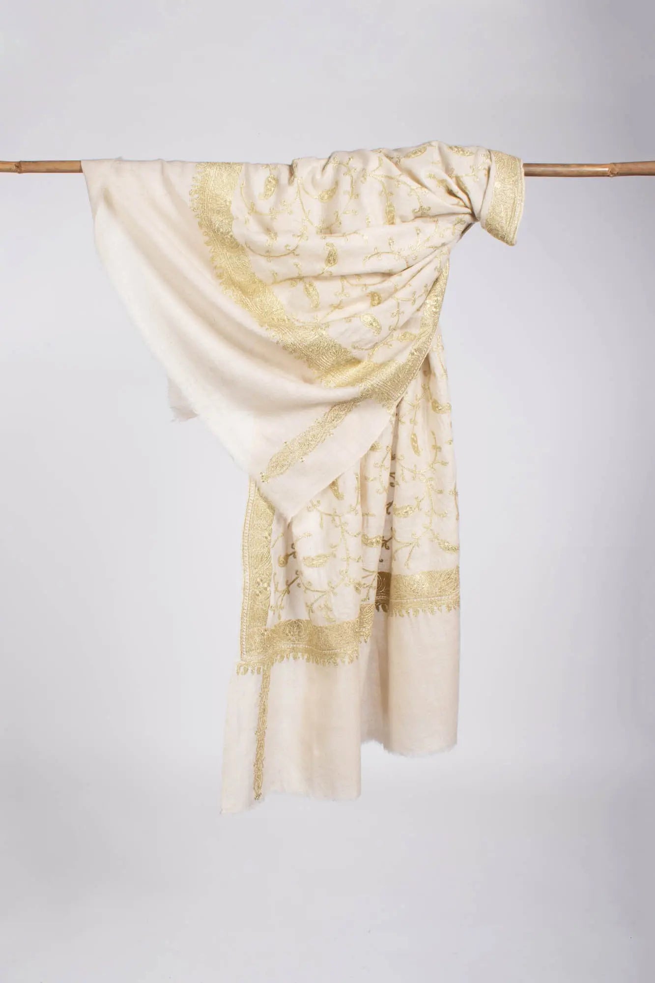 Gi Certified Hand Spun Tilla Embroidered Shawl - WAILUKU Shahkaar