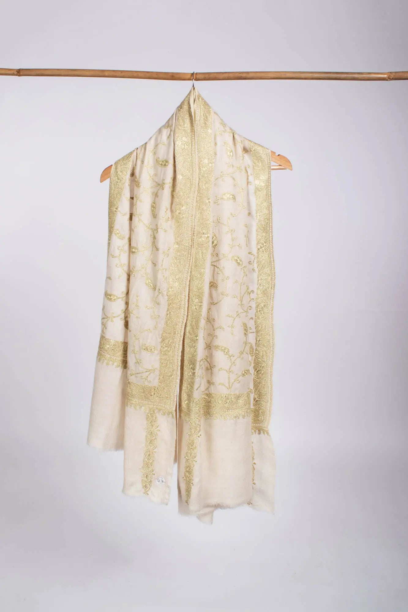 Gi Certified Hand Spun Tilla Embroidered Shawl - WAILUKU Shahkaar
