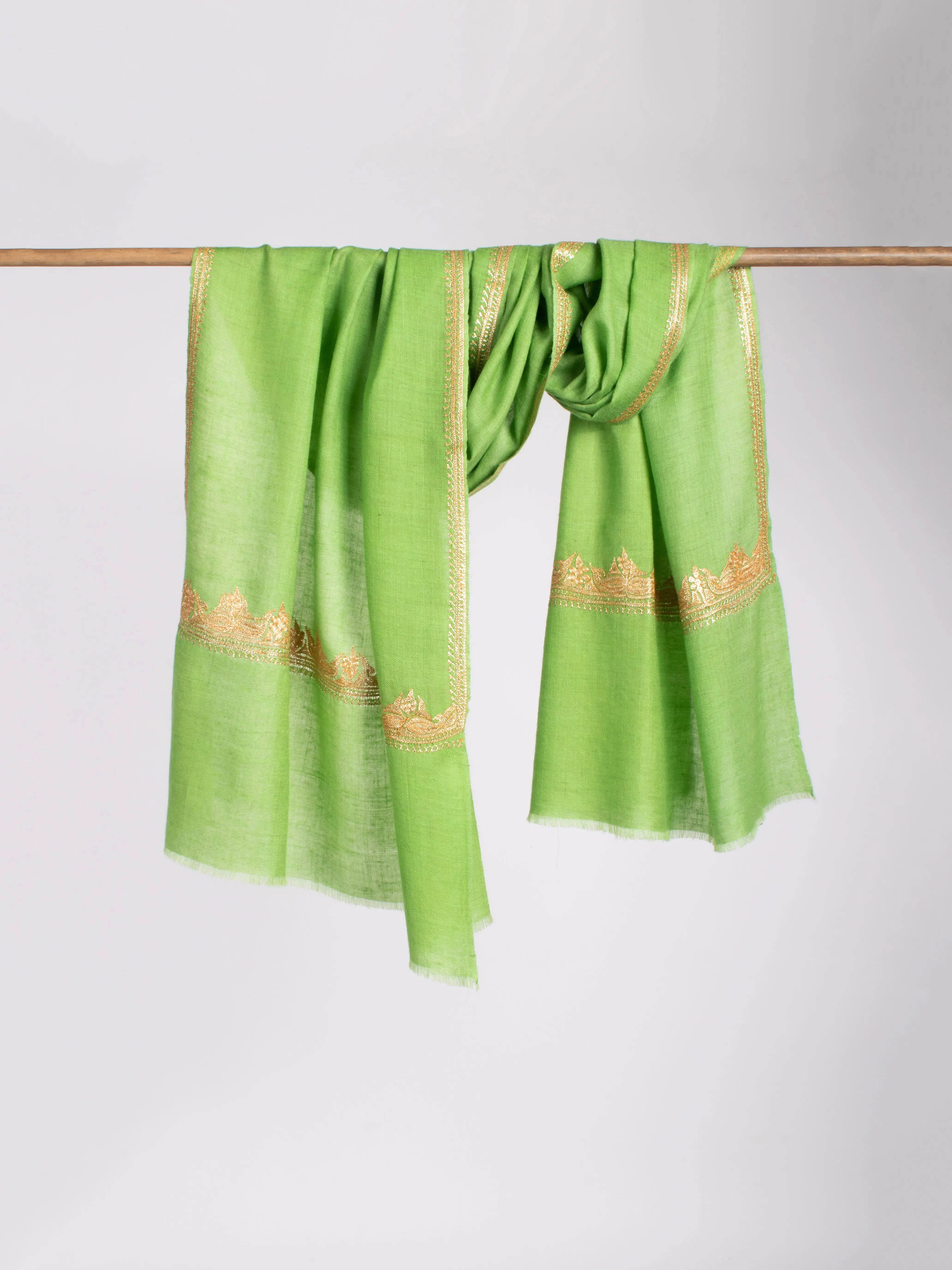 Gold Tilla Embroidered Cashmere Scarf Shahkaar