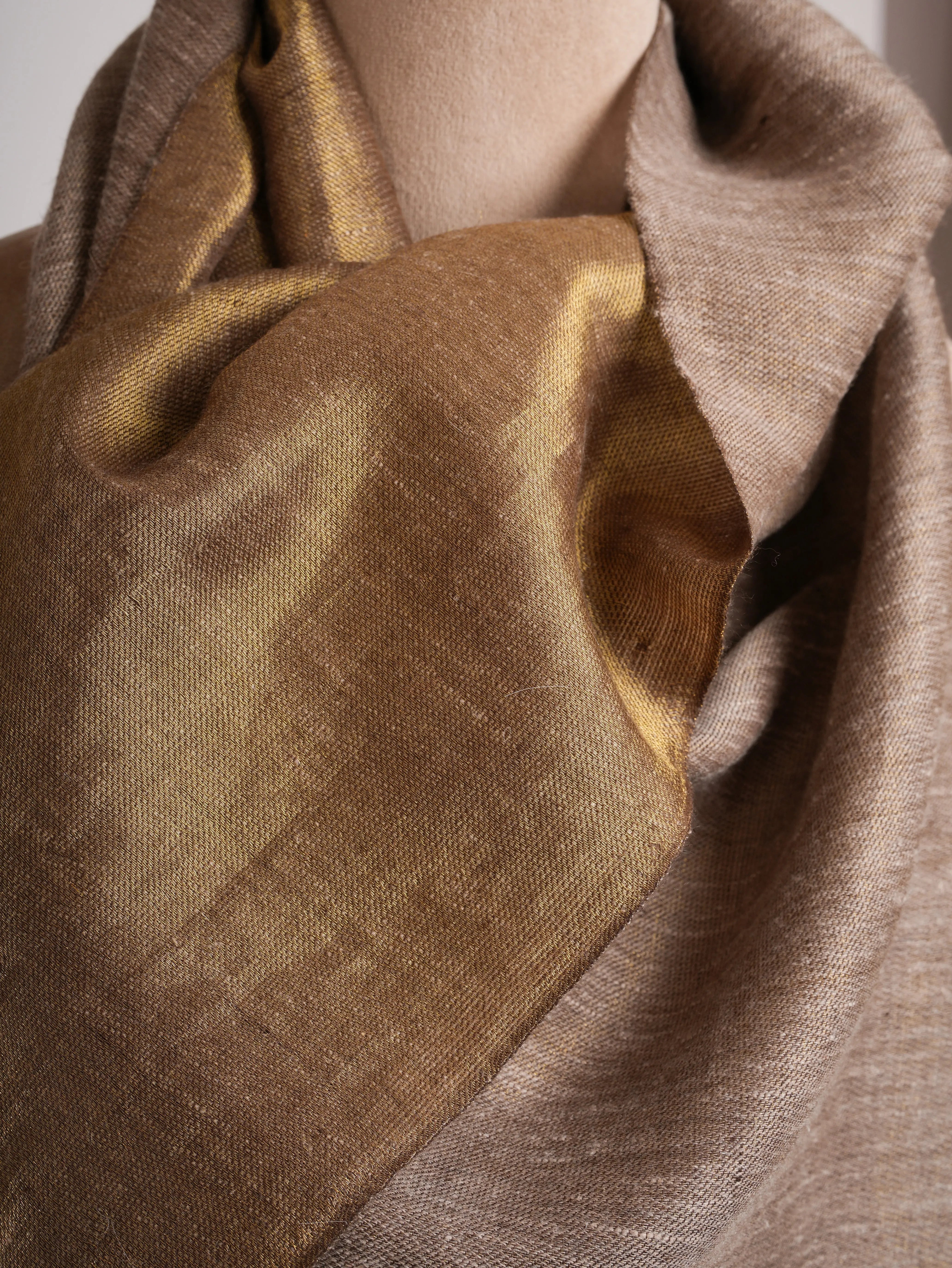 Gold and Silver Dual Shade Soft Cashmere Scarf Shahkaar