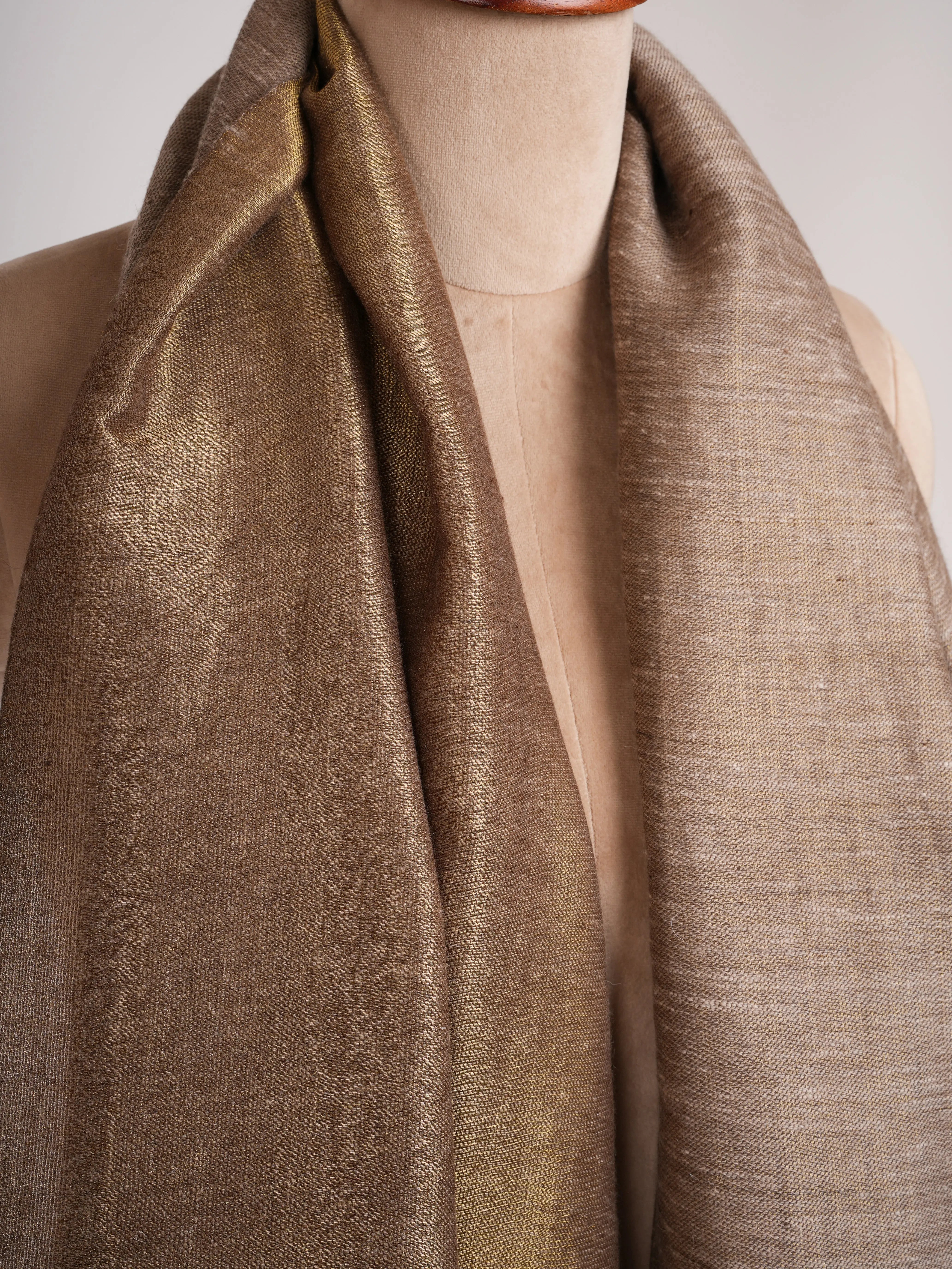 Gold and Silver Dual Shade Soft Cashmere Scarf Shahkaar