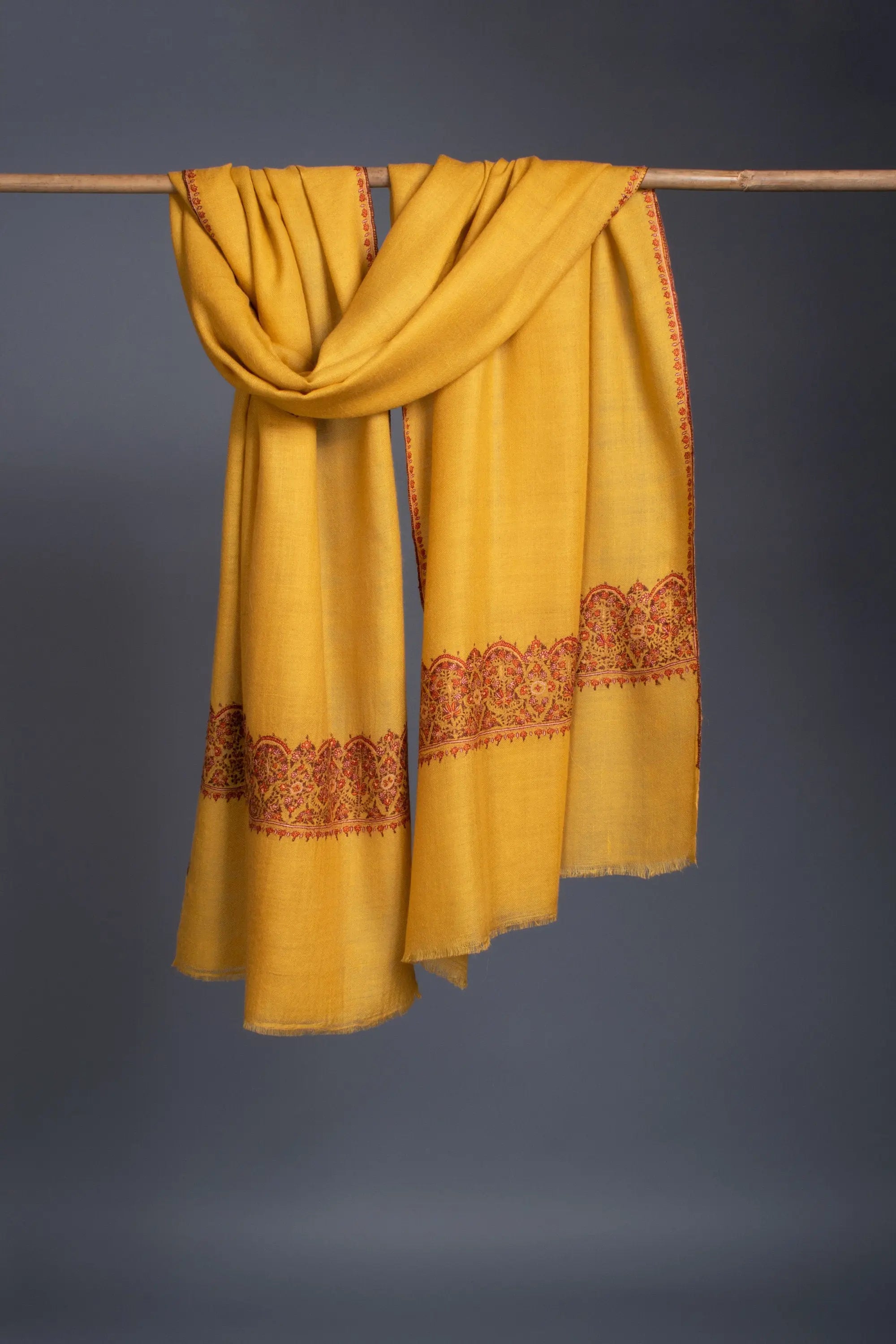 Golden Ideas, Luxe Scarves, Super Soft Pashminas, Needlework Embroideries, Kashmiri Shawls, Goat Scarf, Luxury Cashmere, 28x80" - ROCKPORT Shahkaar
