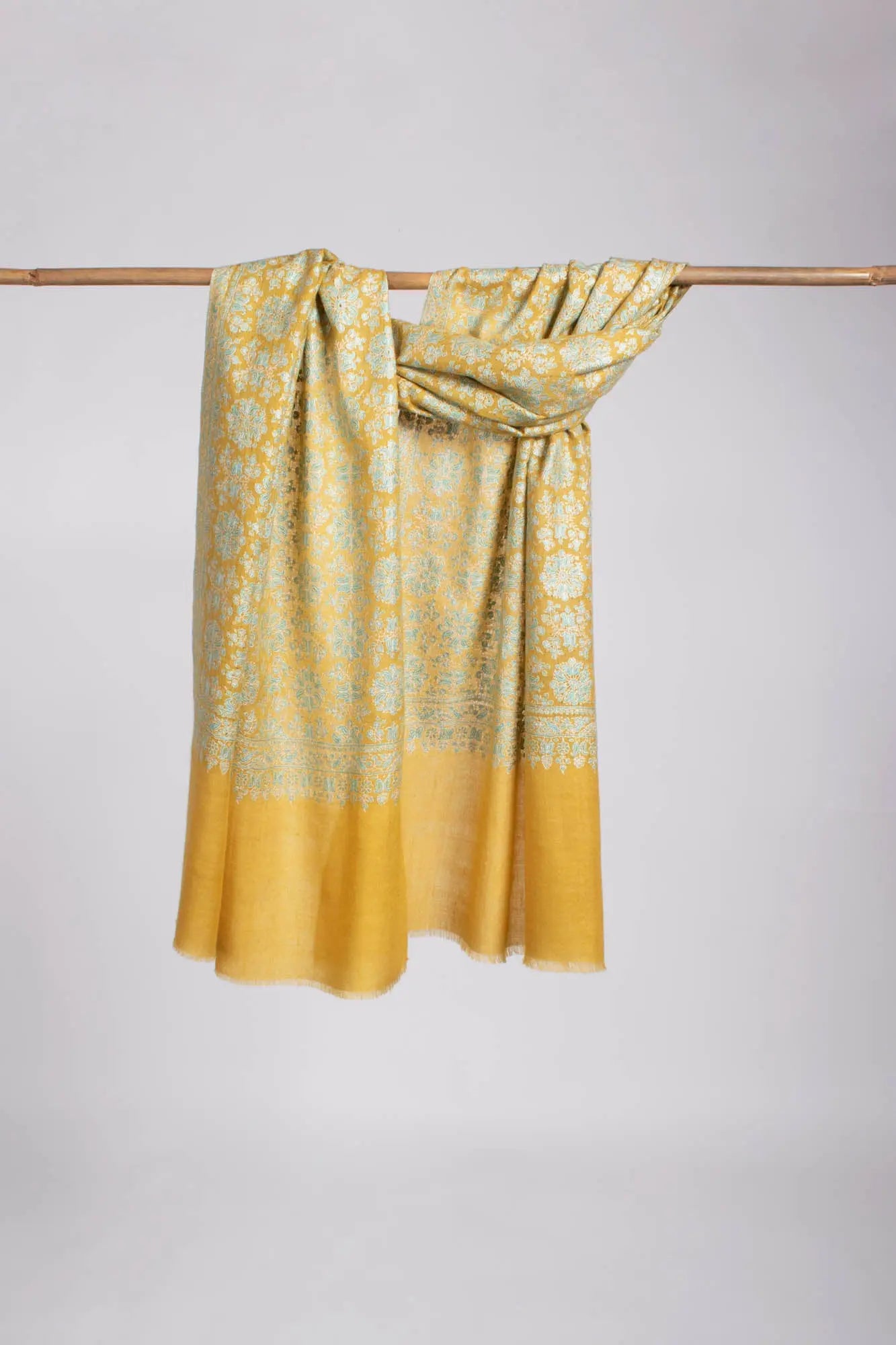 Golden Yellow Handmade Cashmere Scarf Women - KOTZEBUE Shahkaar