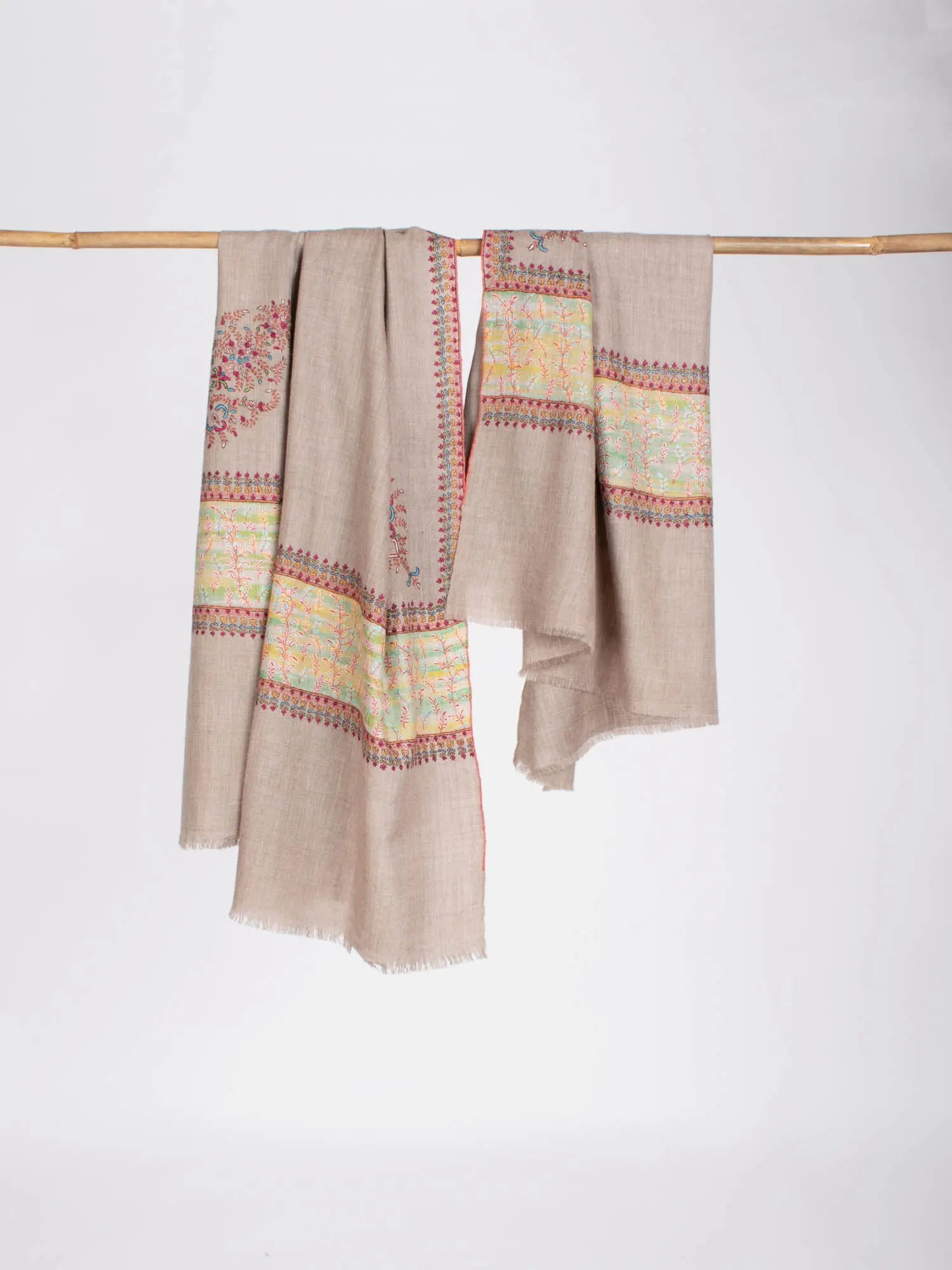 Gray Palla Embroidered Stylish Pashmina Shawl - NAPPANEE Shahkaar