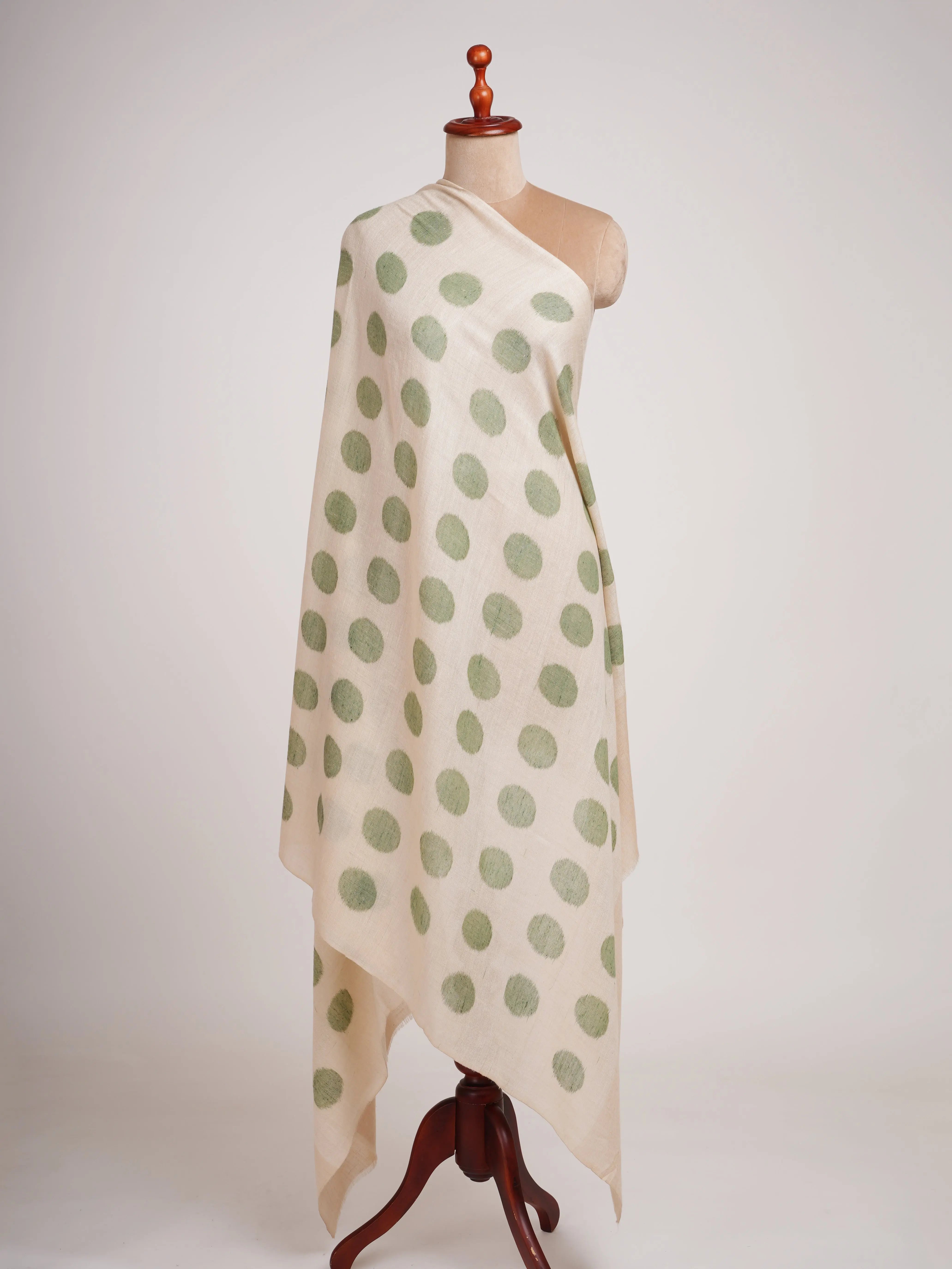 Green Polka Dots Space Dye Pashmina Shawl Shahkaar