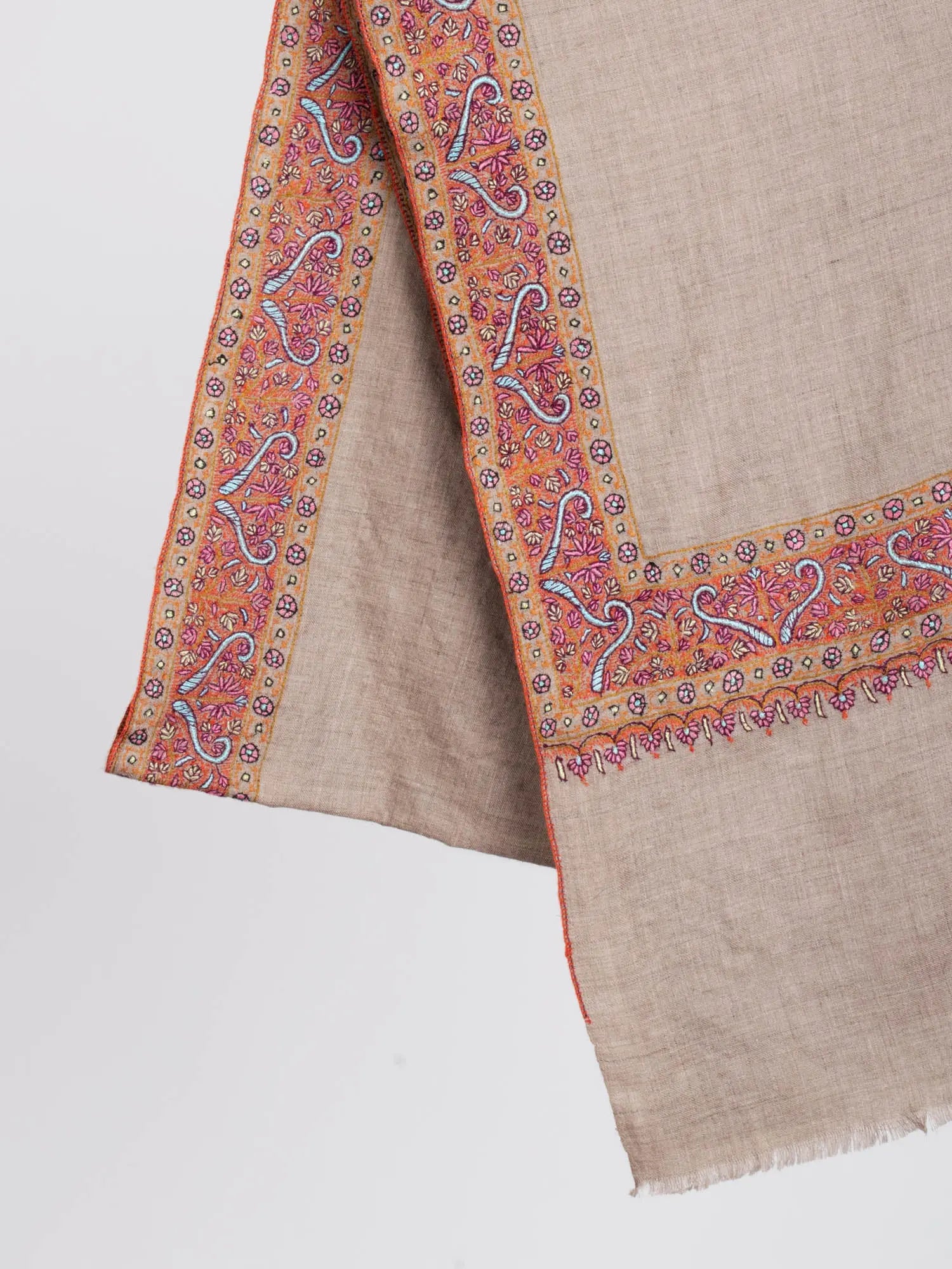Grey Daur Dar Formal Cashmere Shawl Shahkaar