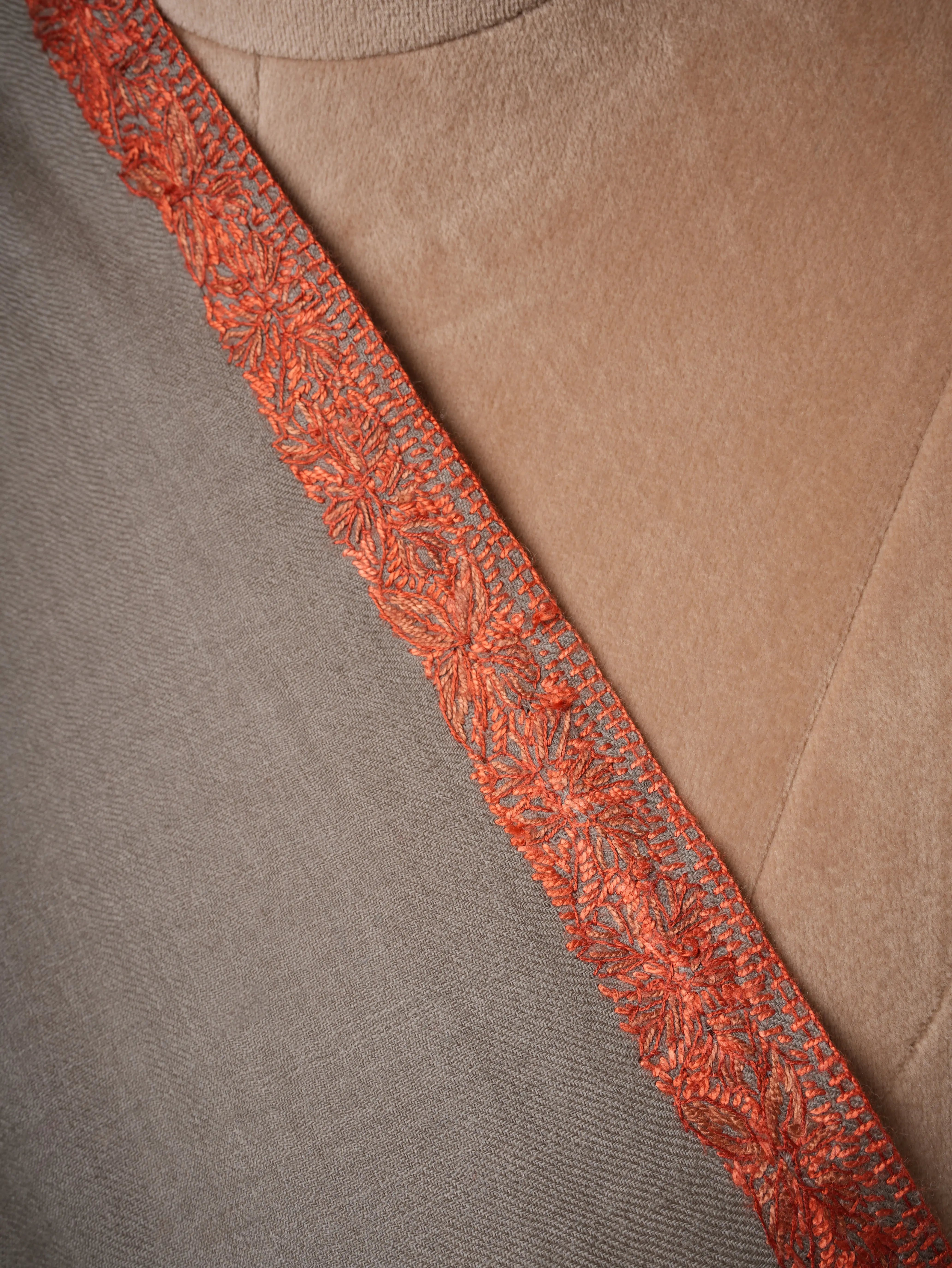 Grey Hashia Hand Embroidered Fine Wool Shawl Shahkaar