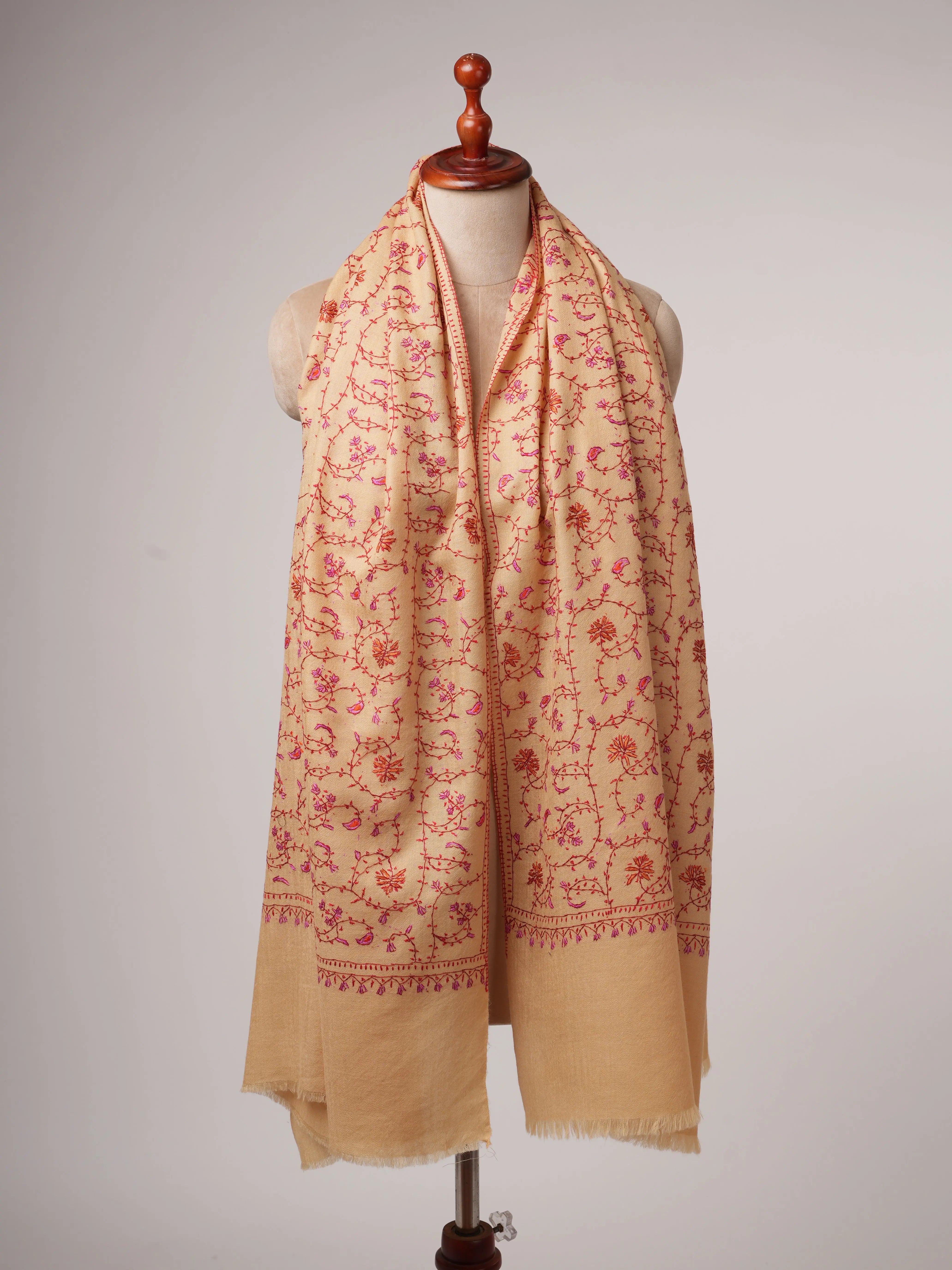 Hand Embroidered Jali Motif Kashmiri Wool Shawl Shahkaar