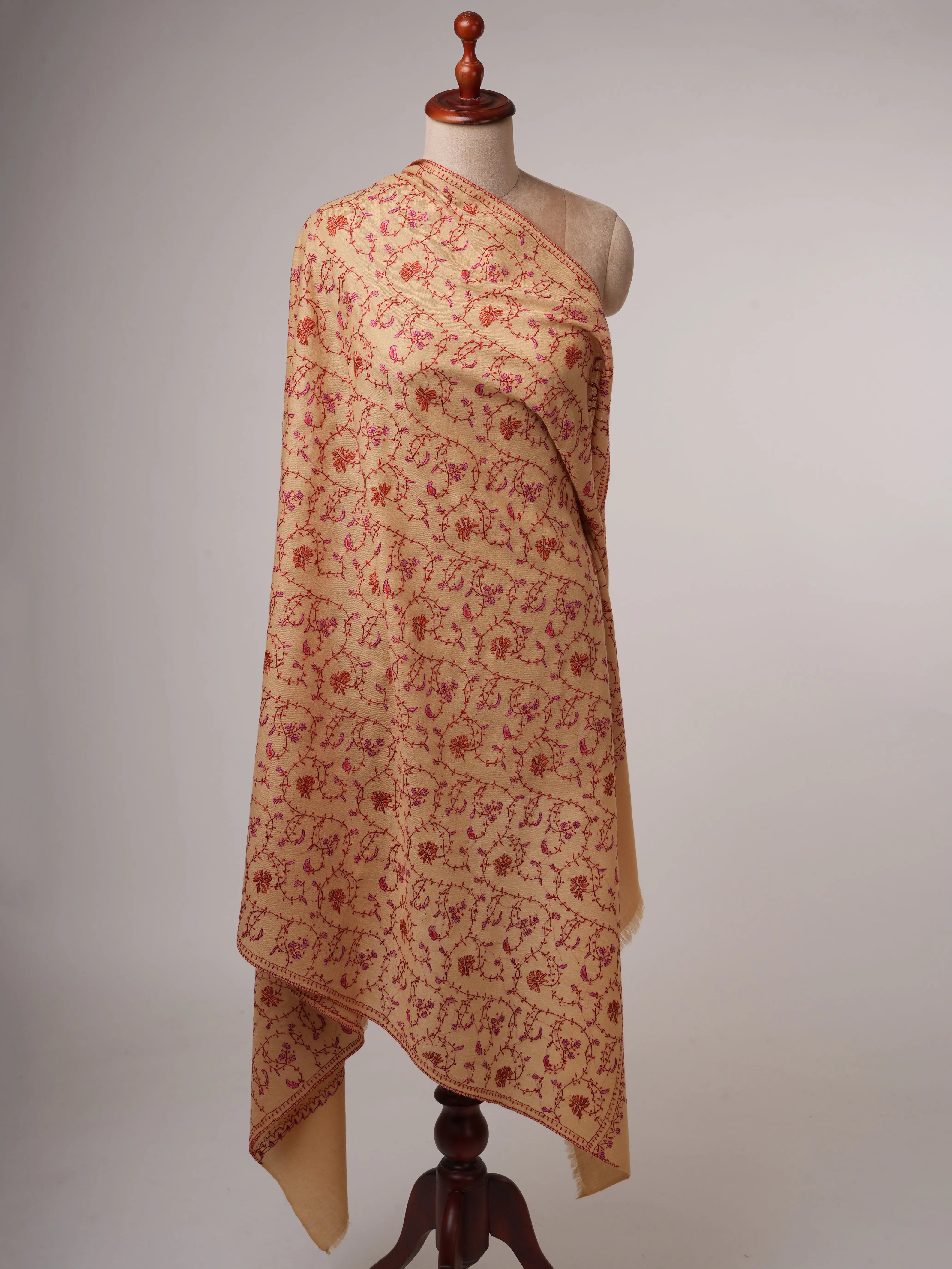 Hand Embroidered Jali Motif Kashmiri Wool Shawl Shahkaar