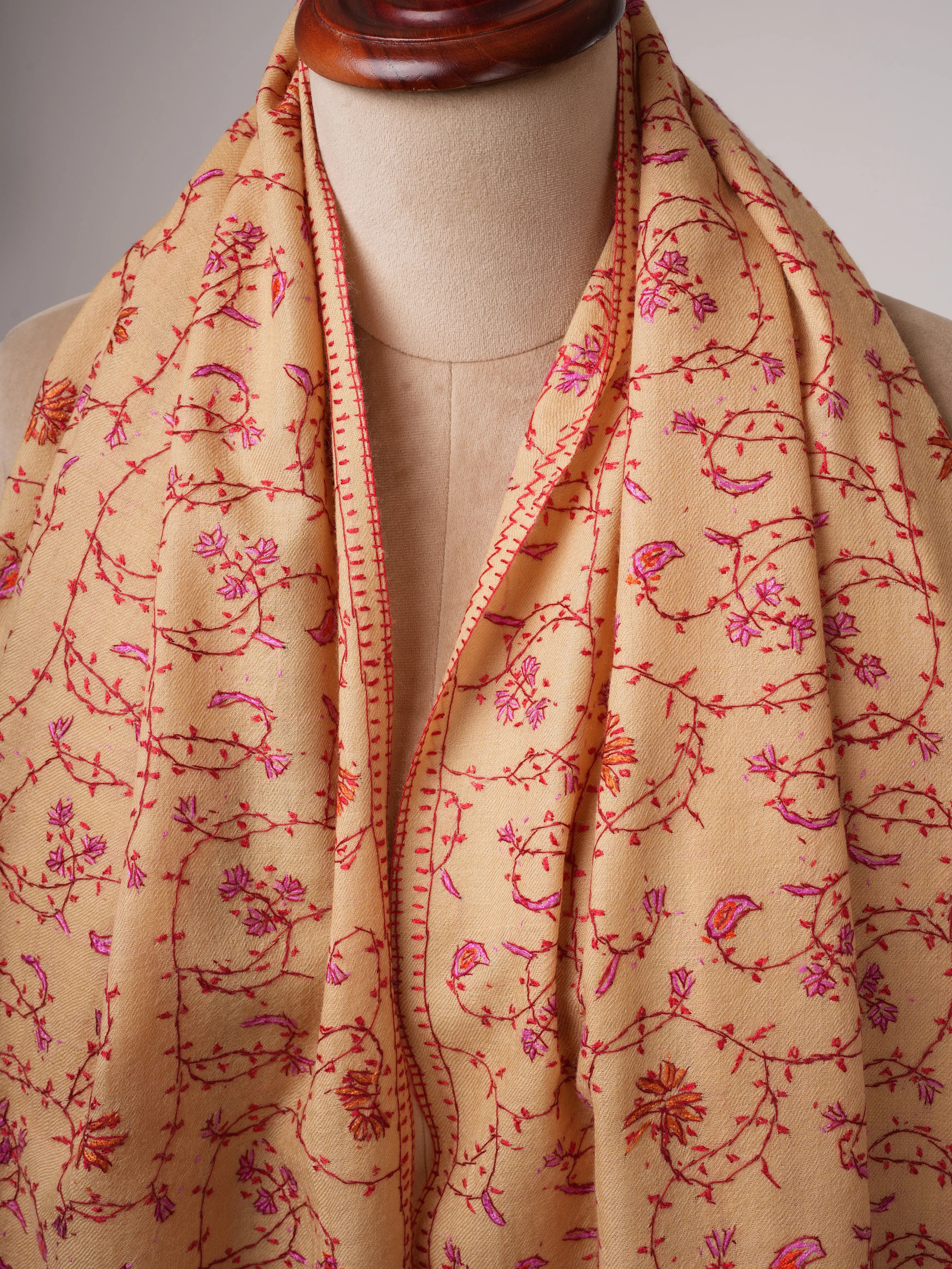 Hand Embroidered Jali Motif Kashmiri Wool Shawl Shahkaar