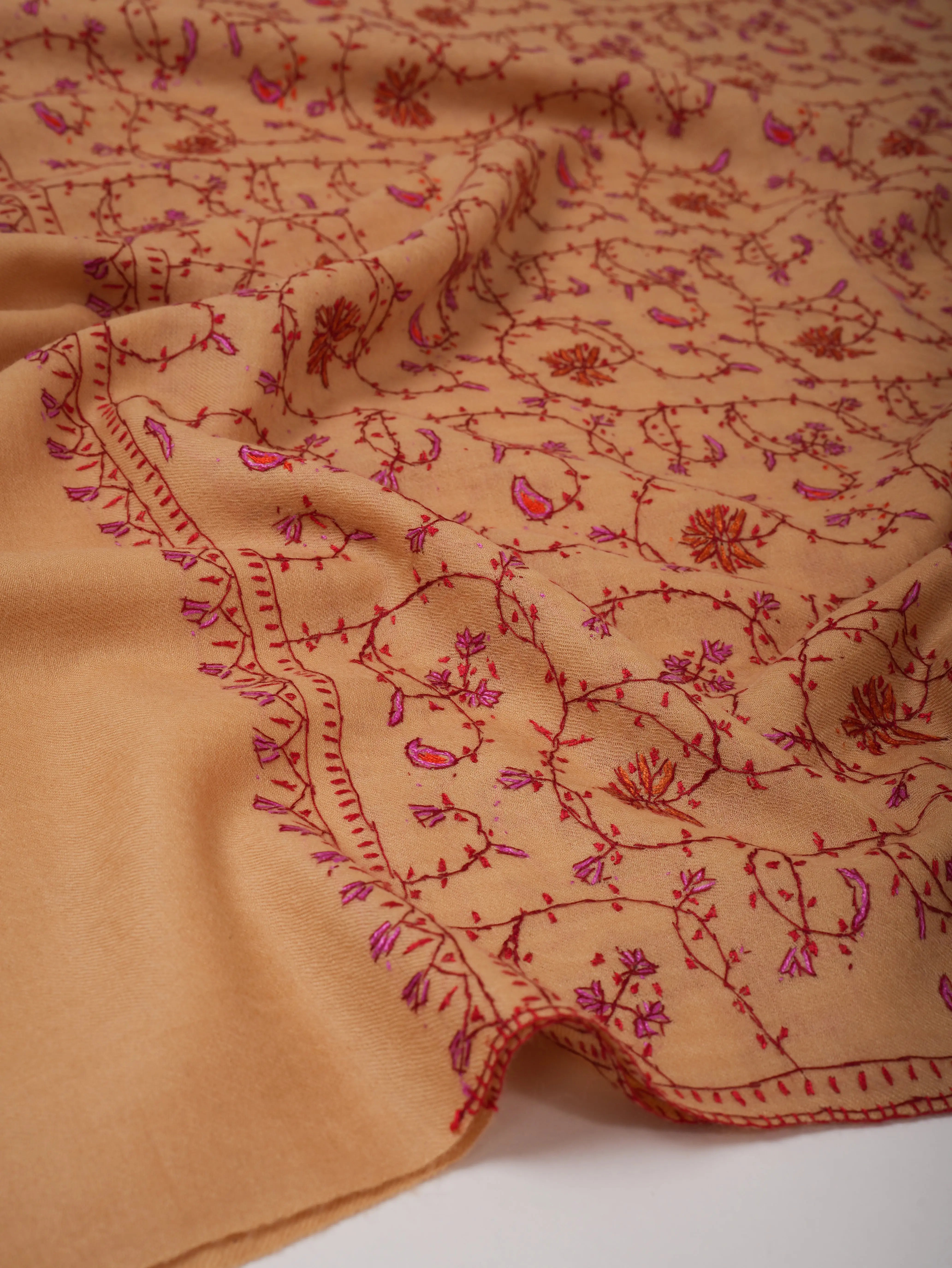 Hand Embroidered Jali Motif Kashmiri Wool Shawl Shahkaar