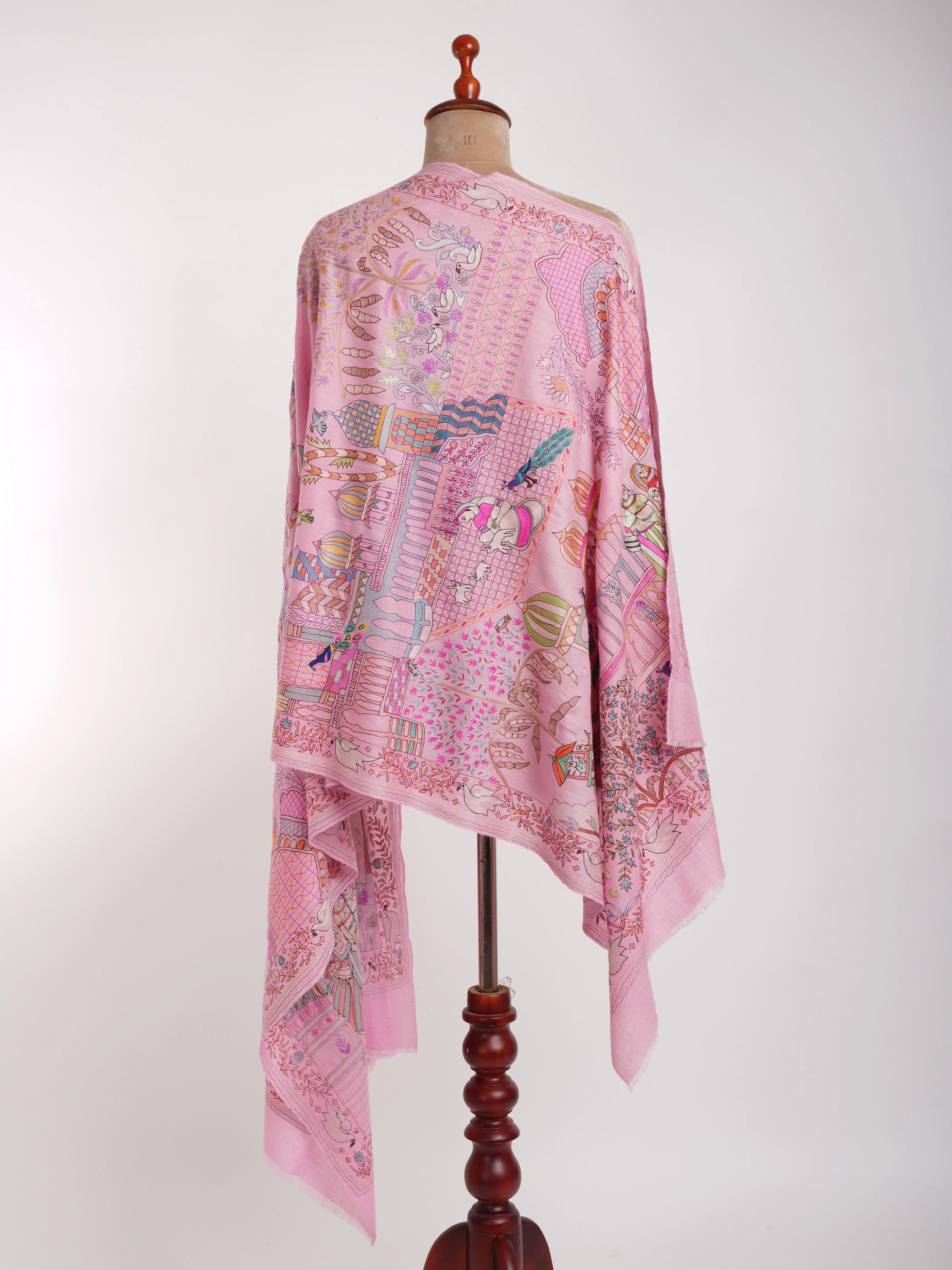 Hand Embroidered Jamavar Cashmere Scarf Taffy Shahkaar