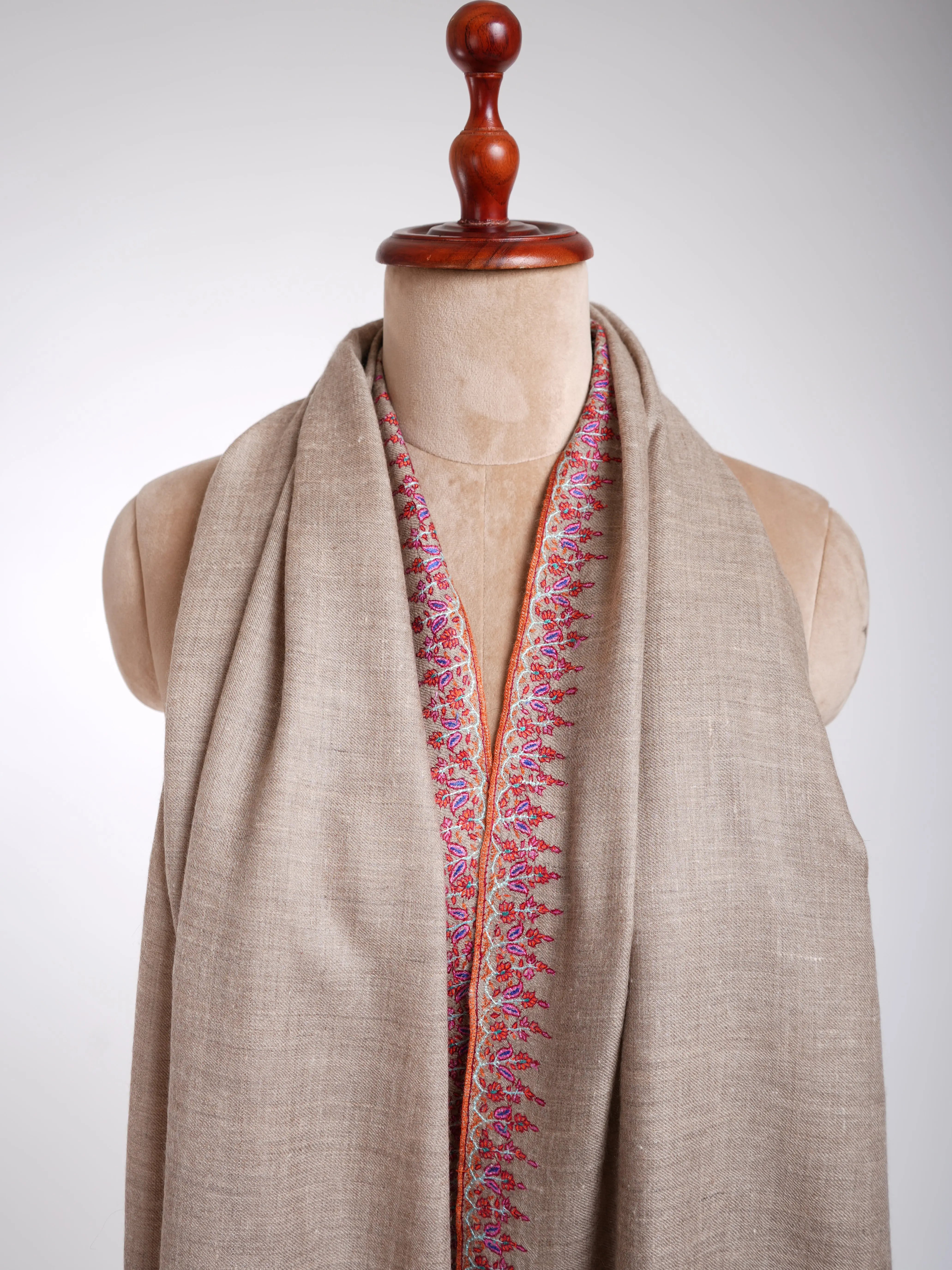 Hand Sozni Embroidered Pure Pashmina Stole Shahkaar
