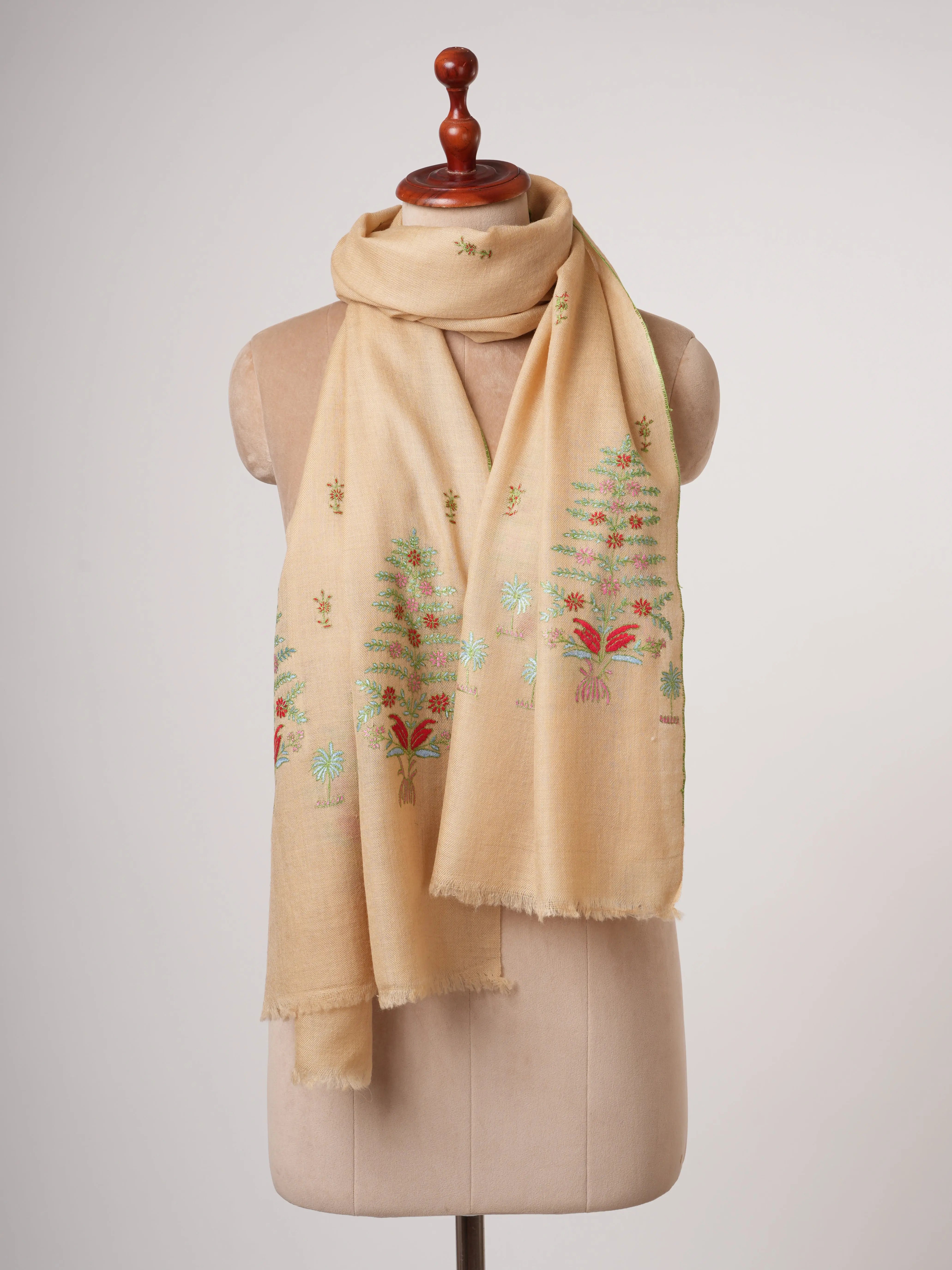 Handloomed Cashmere Scarf with Fine Hand Embroidery Shahkaar