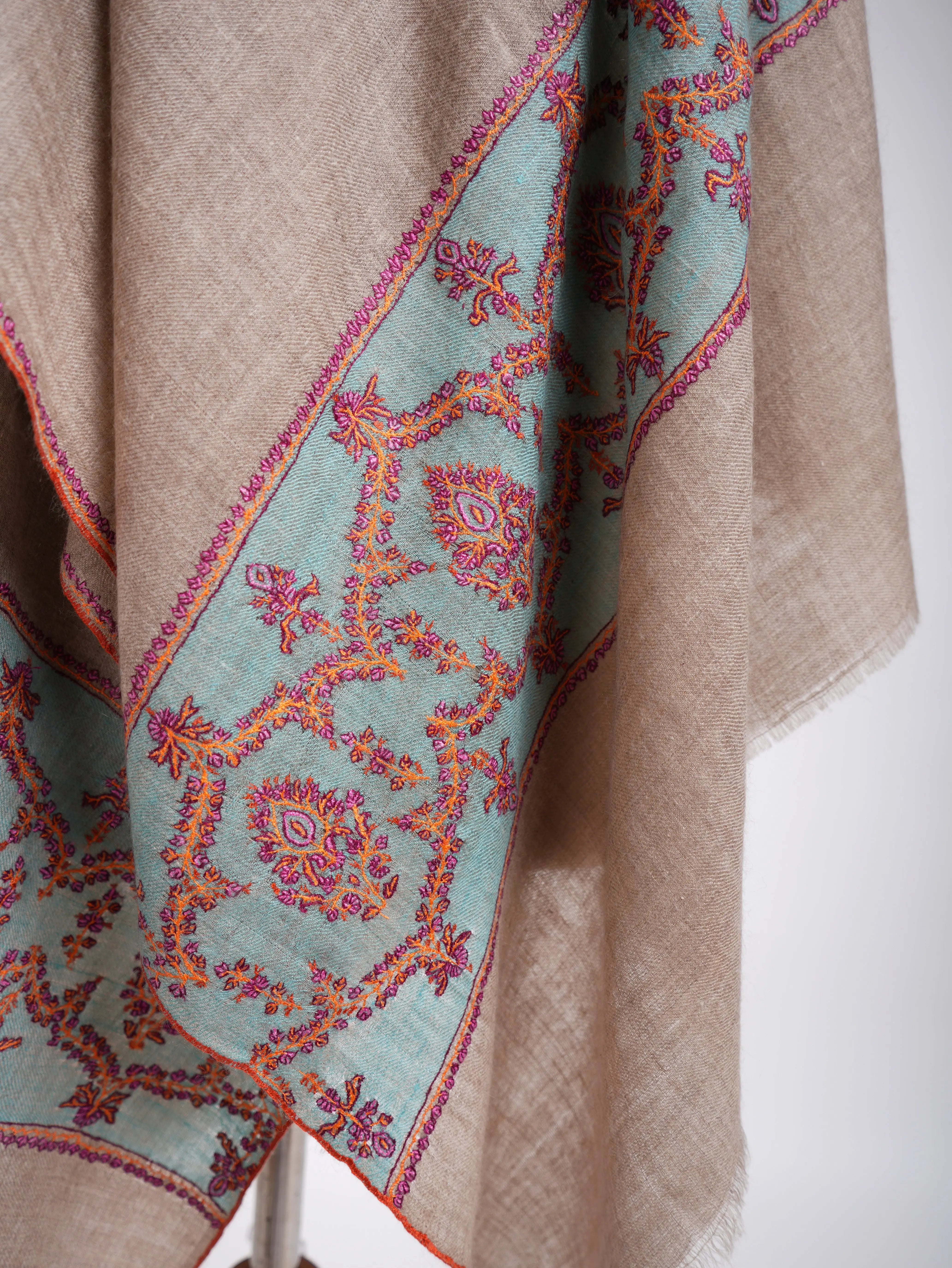 Handmade Palladar Authentic Pashmina Scarf Shahkaar