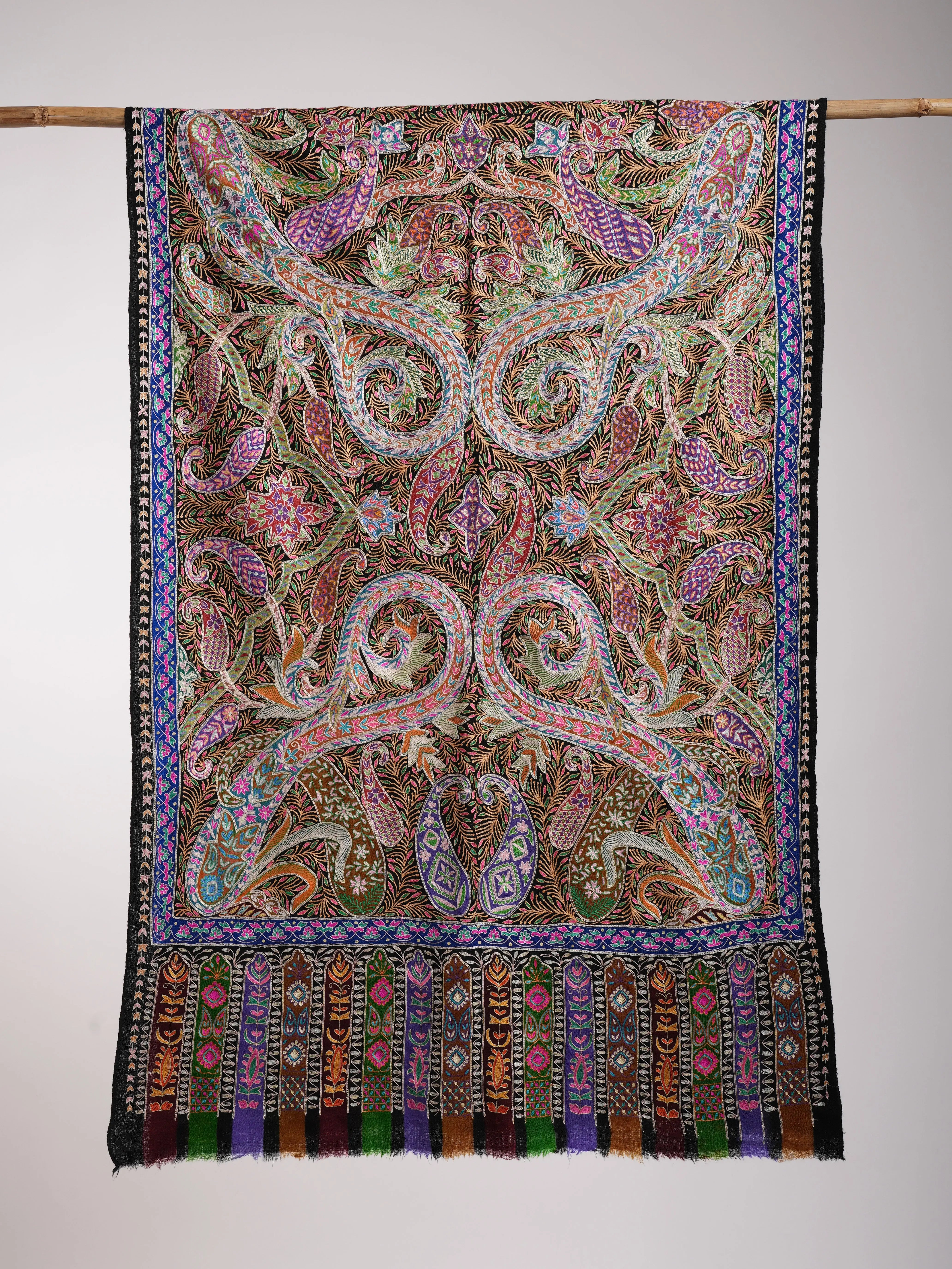 Handpainted Kalamkari Jamavar Cashmere Scarf Shahkaar
