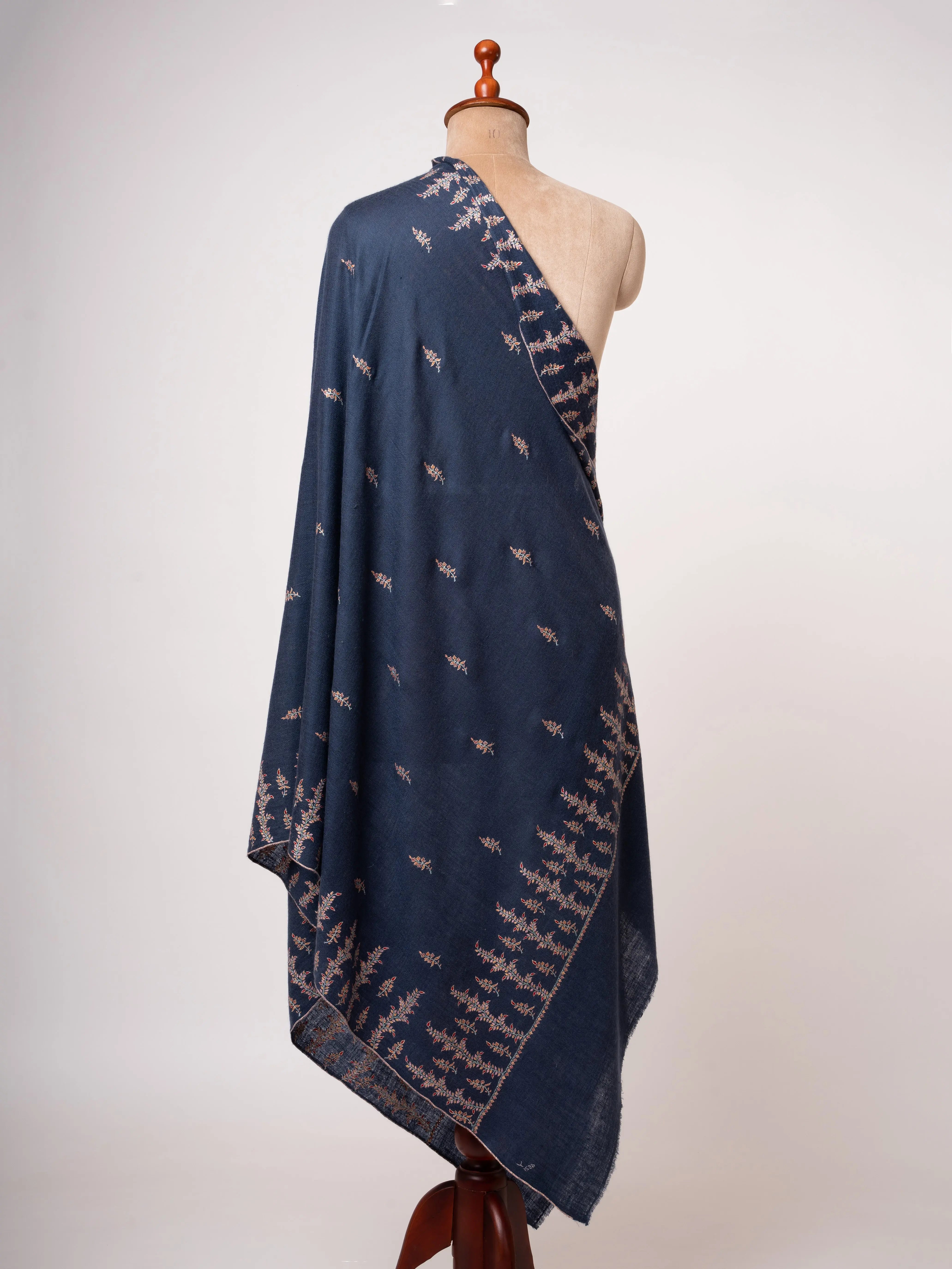Handspun & Handwoven Pashmina Shawl with Fine Sozni Embroidery Shahkaar