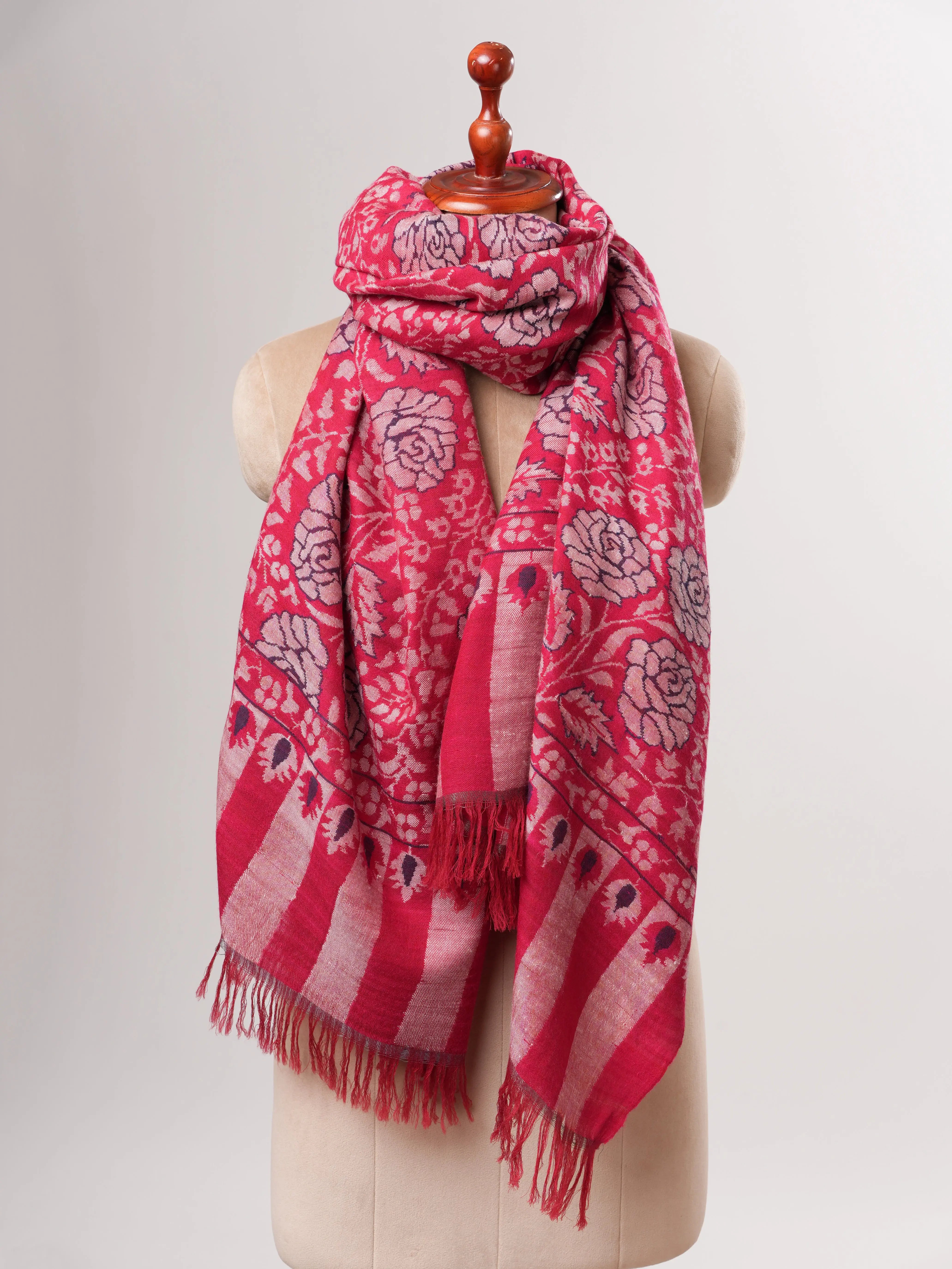 Handwoven Kani Pashmina Shawl with Floral Motifs Shahkaar