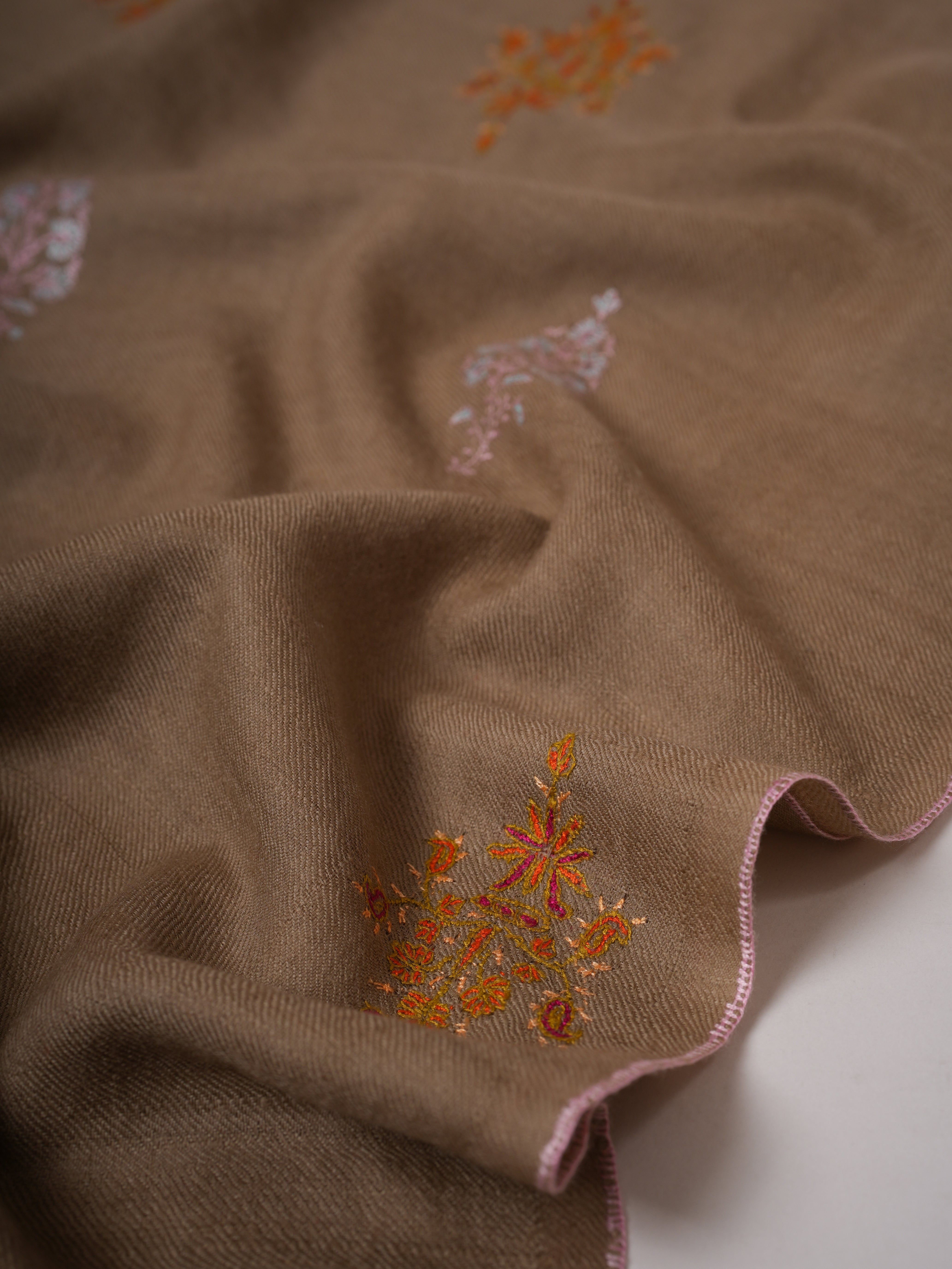 Handwoven Pashmina Shawl with Sozni Embroidered Buteh Shahkaar