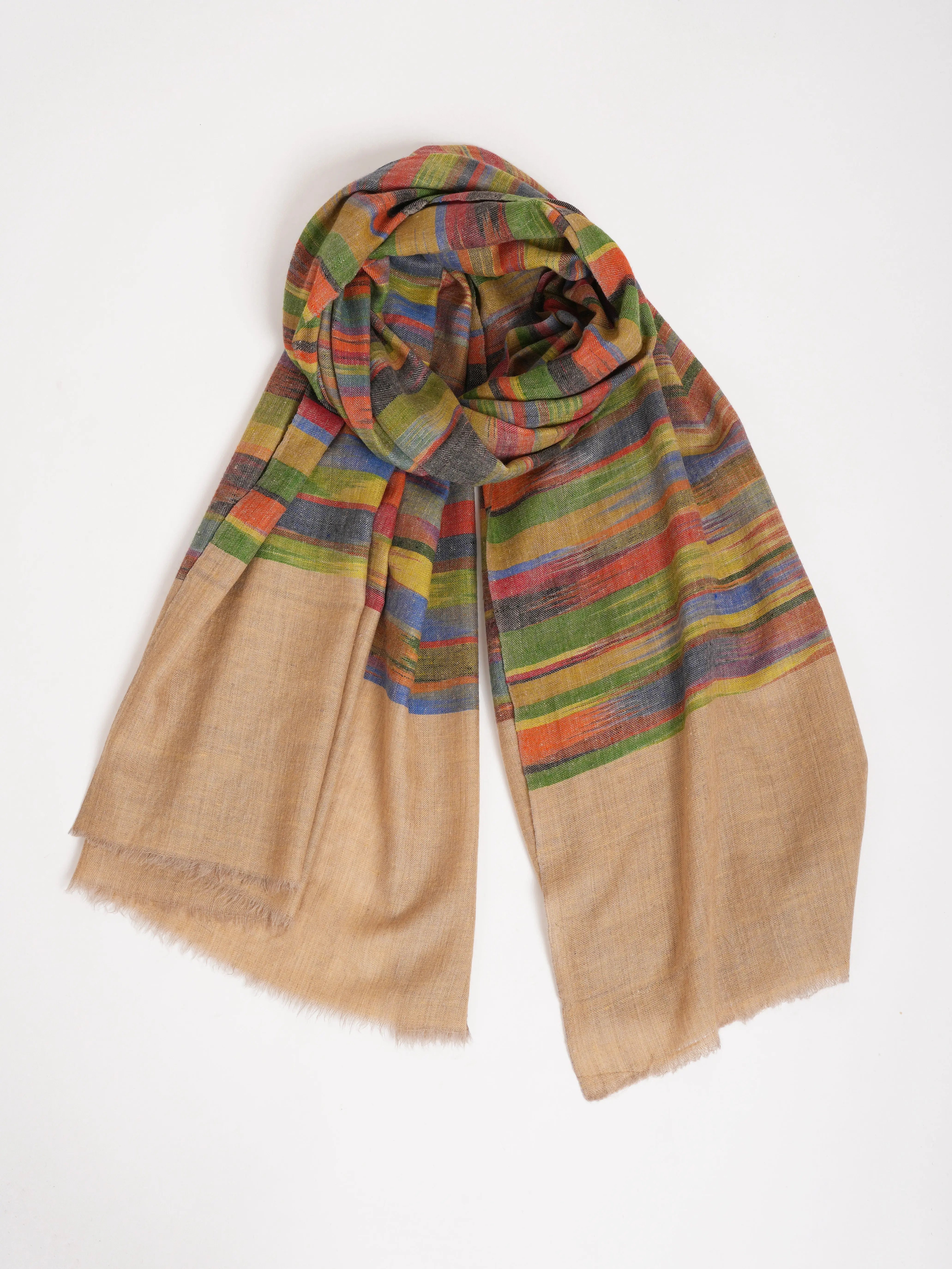 Handwoven Space Dyed Ikat Kashmiri Pashmina Shawl Shahkaar