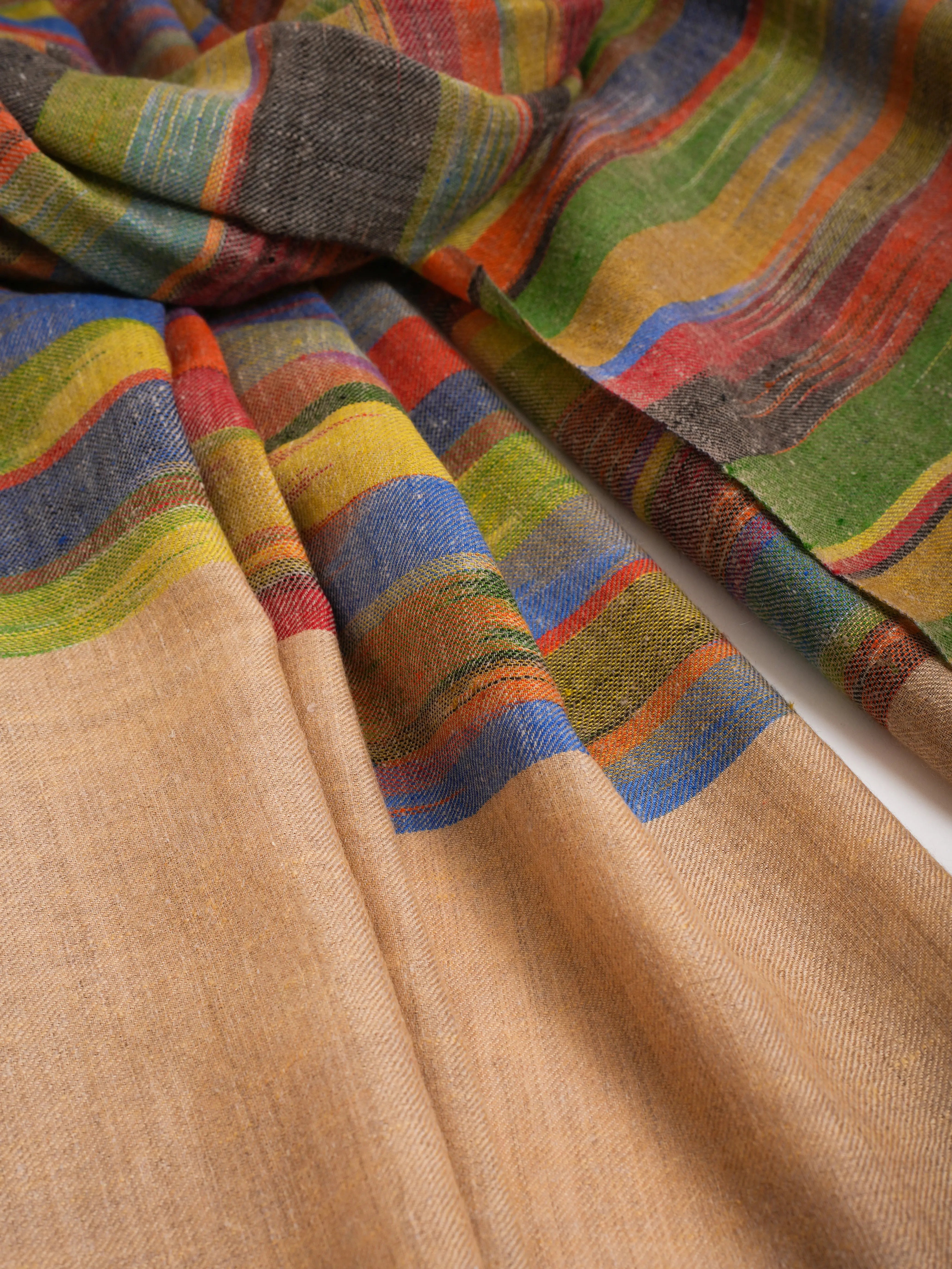 Handwoven Space Dyed Ikat Kashmiri Pashmina Shawl Shahkaar