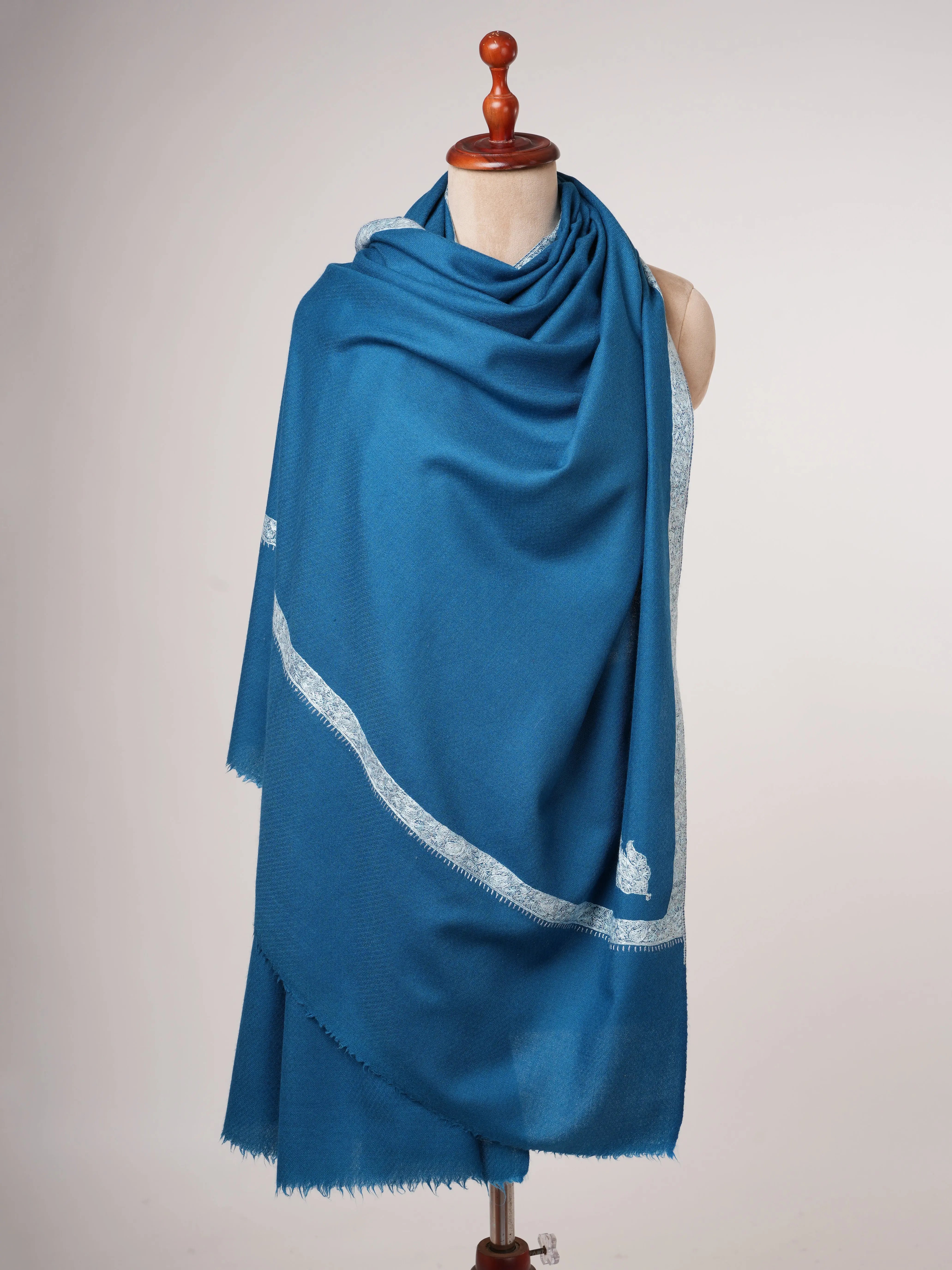 Hashia Hand Embroidered Silk Wool Shawl Shahkaar
