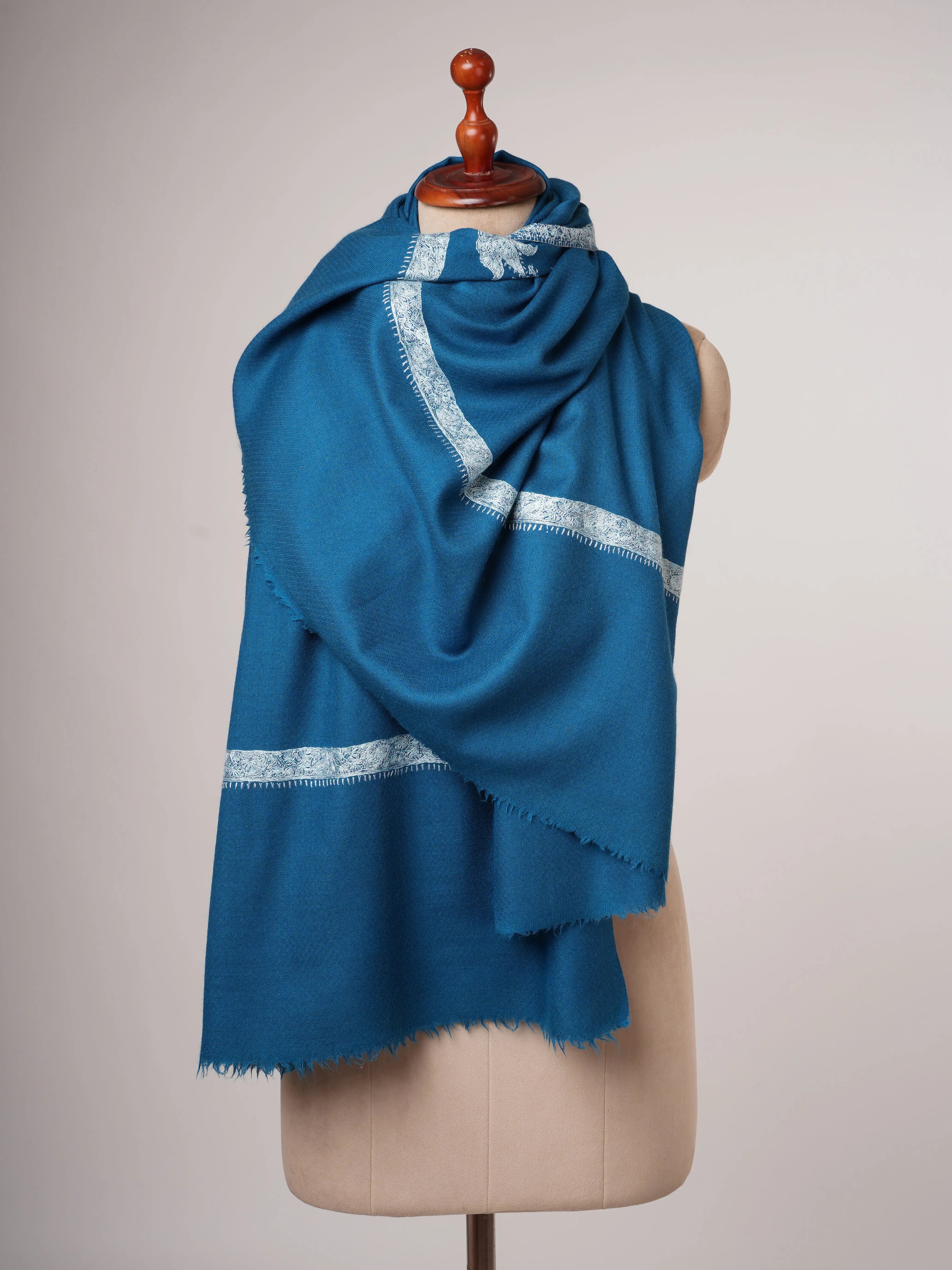 Hashia Hand Embroidered Silk Wool Shawl Shahkaar