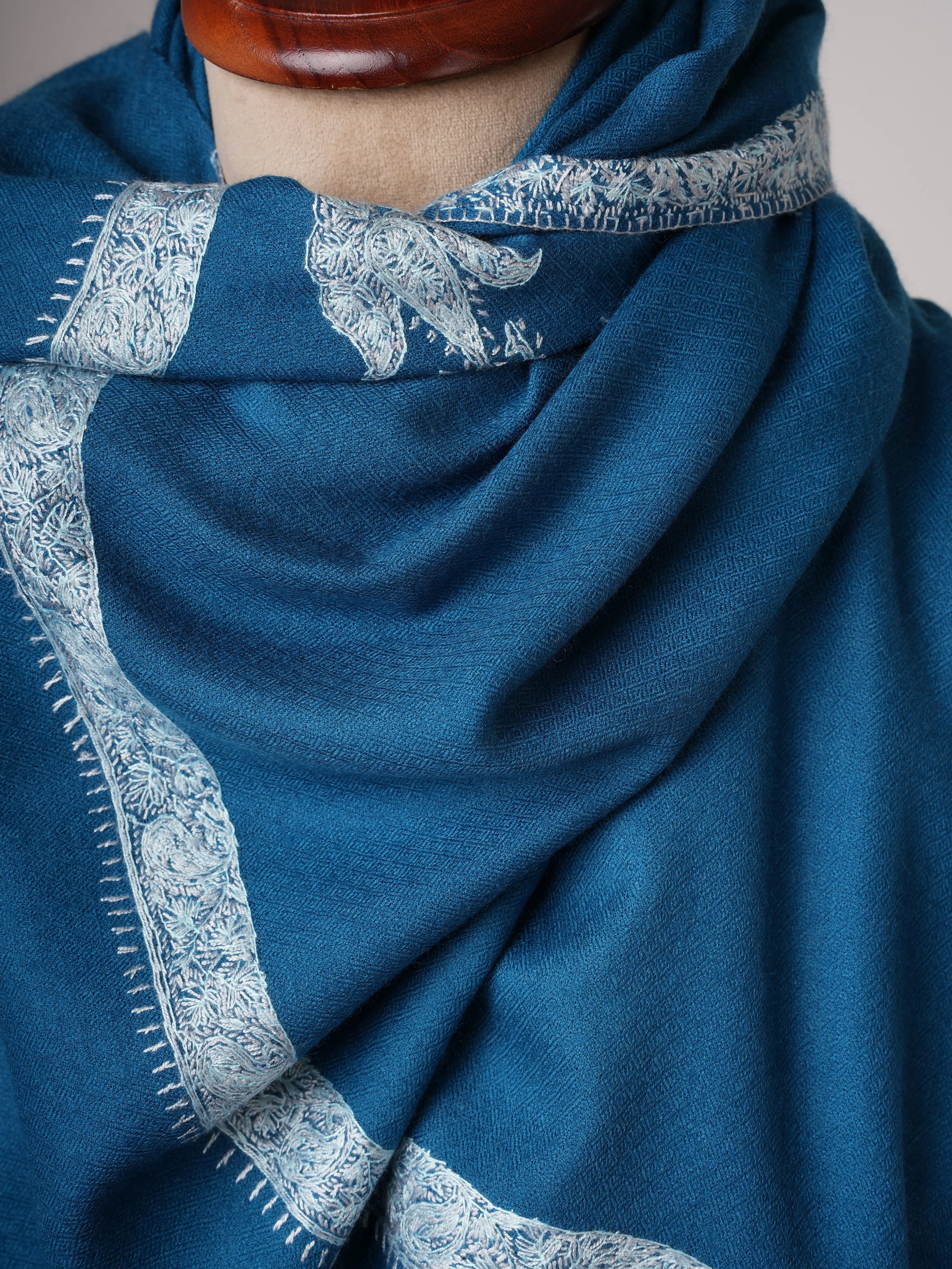 Hashia Hand Embroidered Silk Wool Shawl Shahkaar