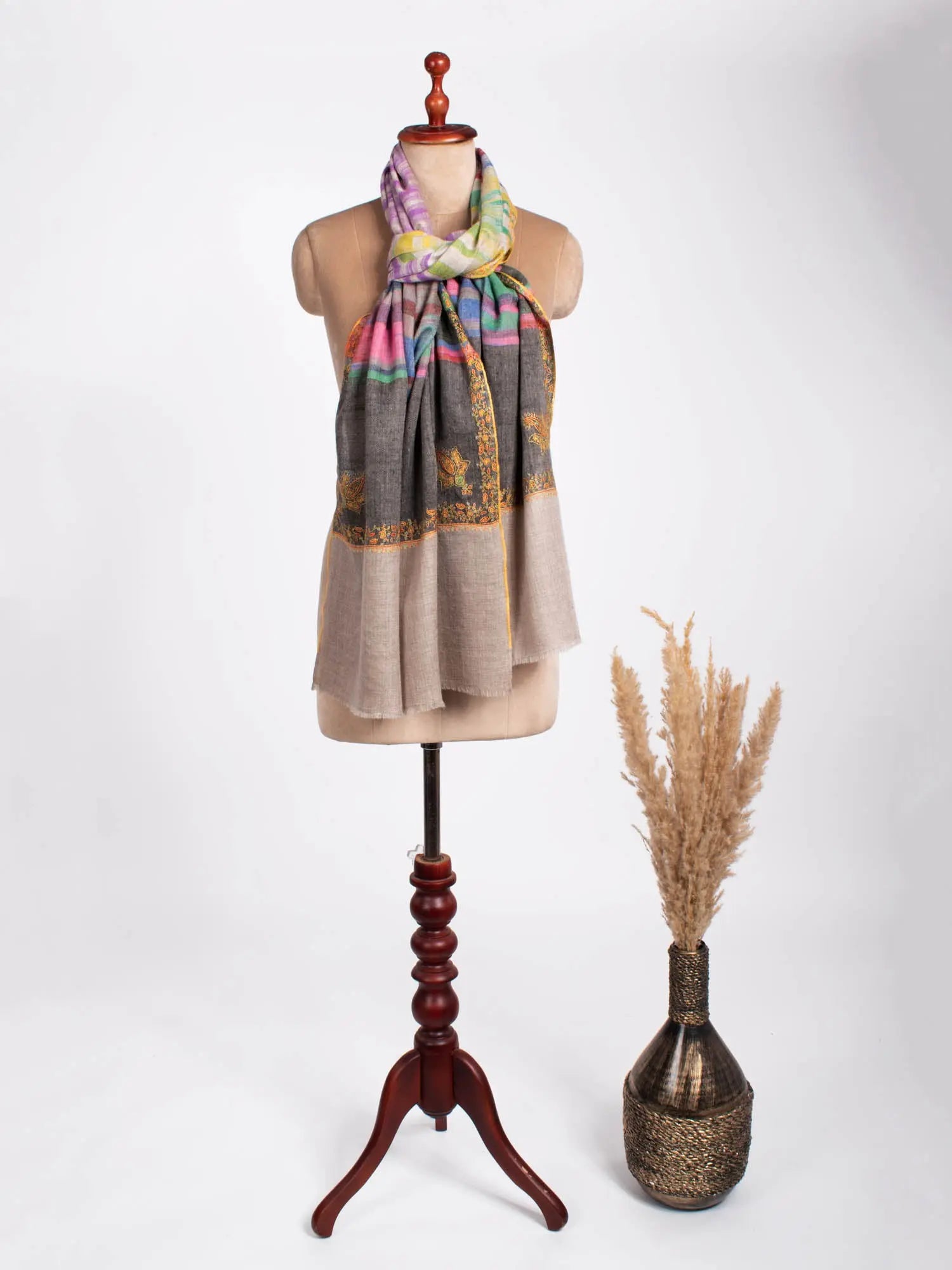 Hashia Multi Color Cashmere Scarves - PUEBLO Shahkaar