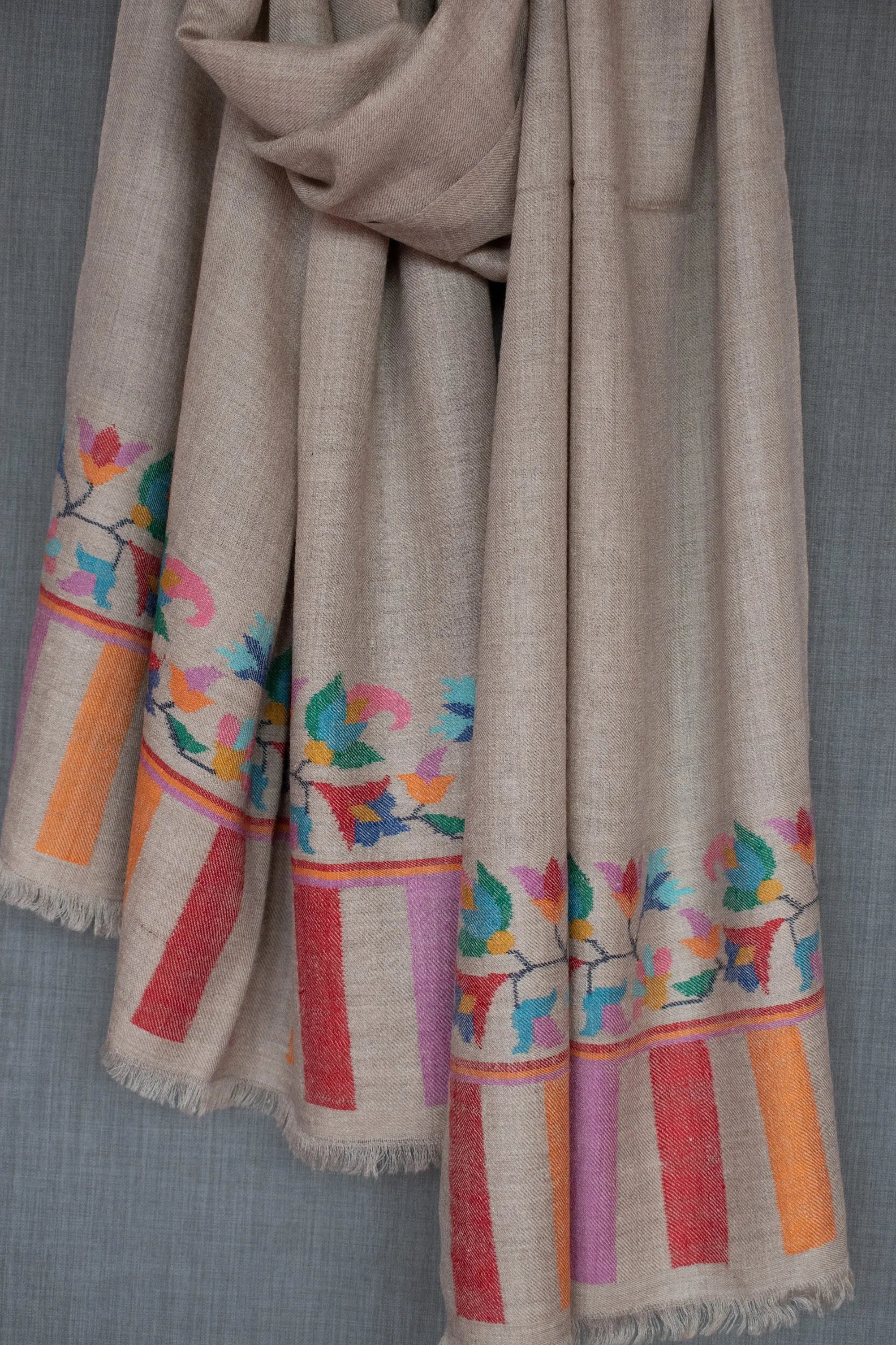 Helen Cashmere Scarf, Kani Wrap, Handwoven, Pure Pashmina, 28x80" Shahkaar