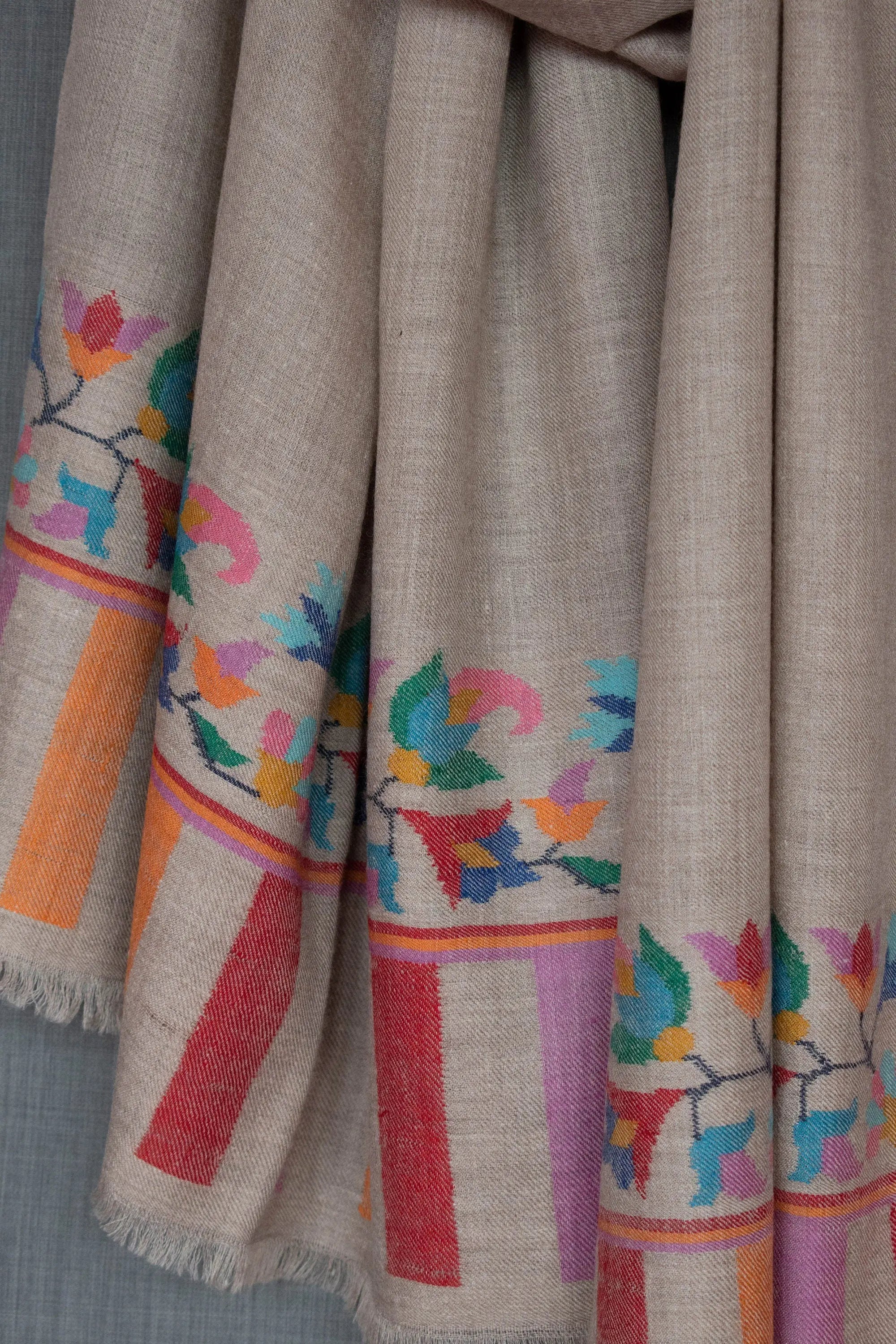 Helen Cashmere Scarf, Kani Wrap, Handwoven, Pure Pashmina, 28x80" Shahkaar