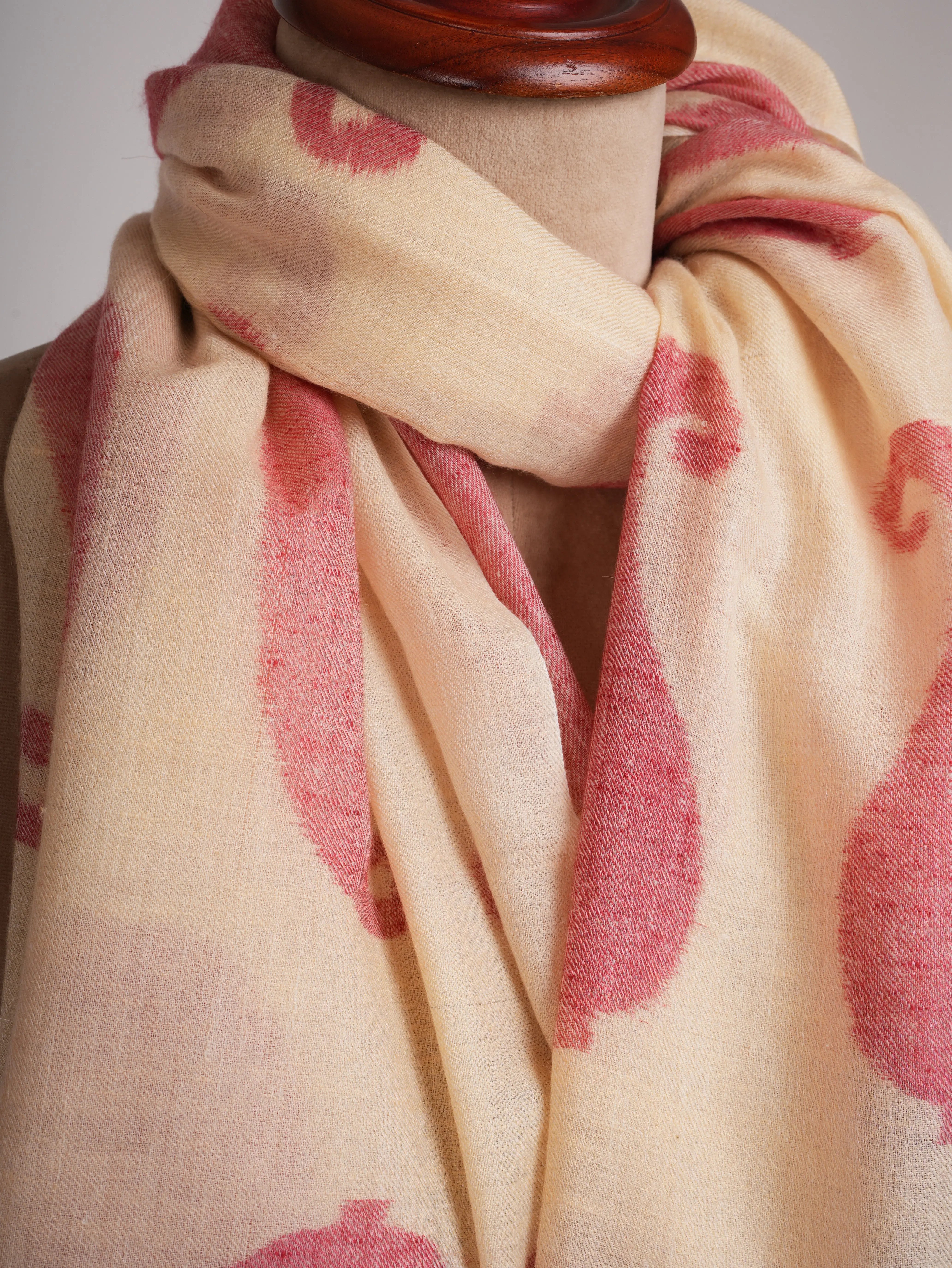 Ikat Paisley Handwoven Kashmiri Pashmina Shawl Shahkaar