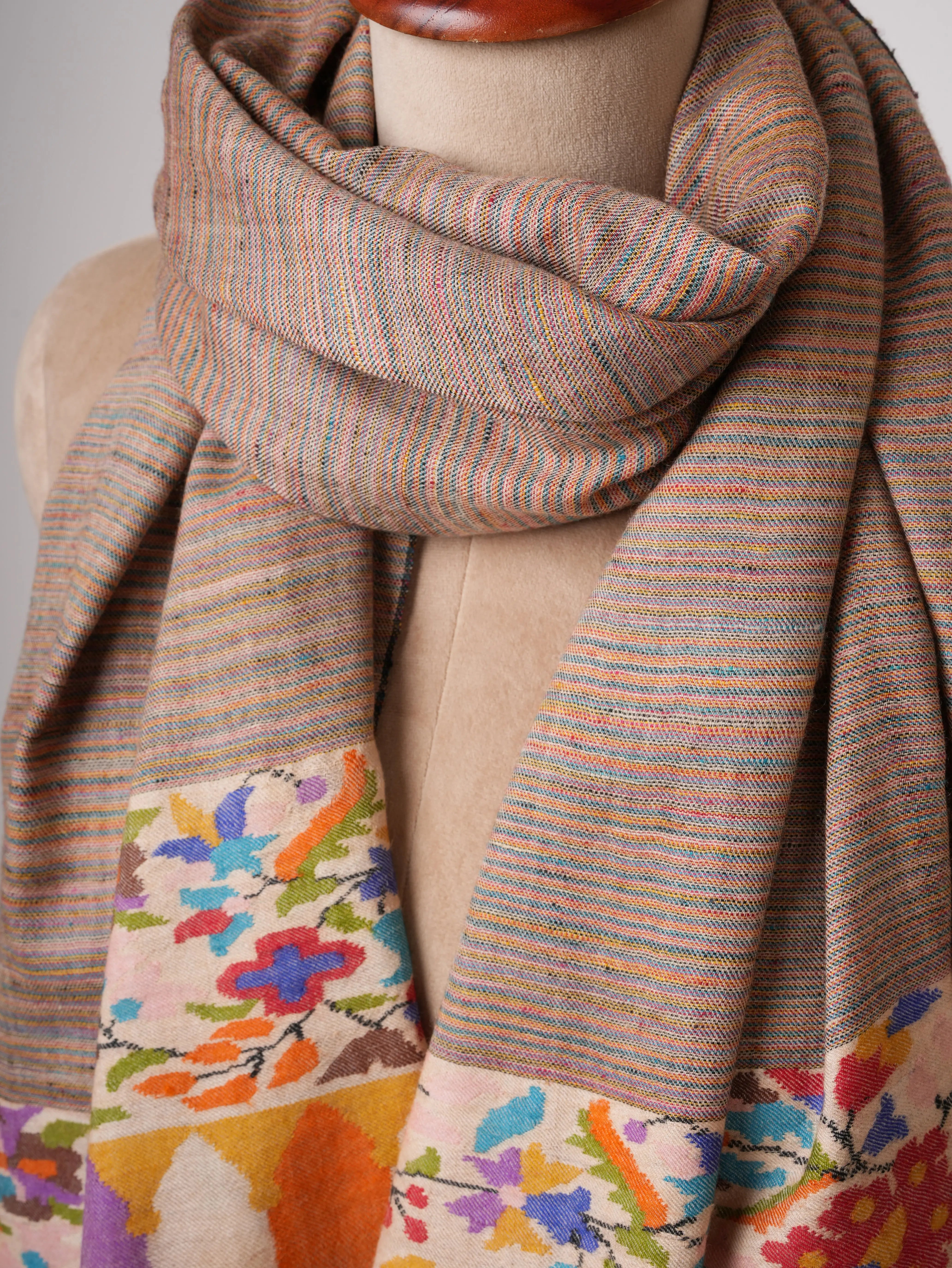 Kani Soft Handwoven Cashmere Stole with Floral Motif Shahkaar