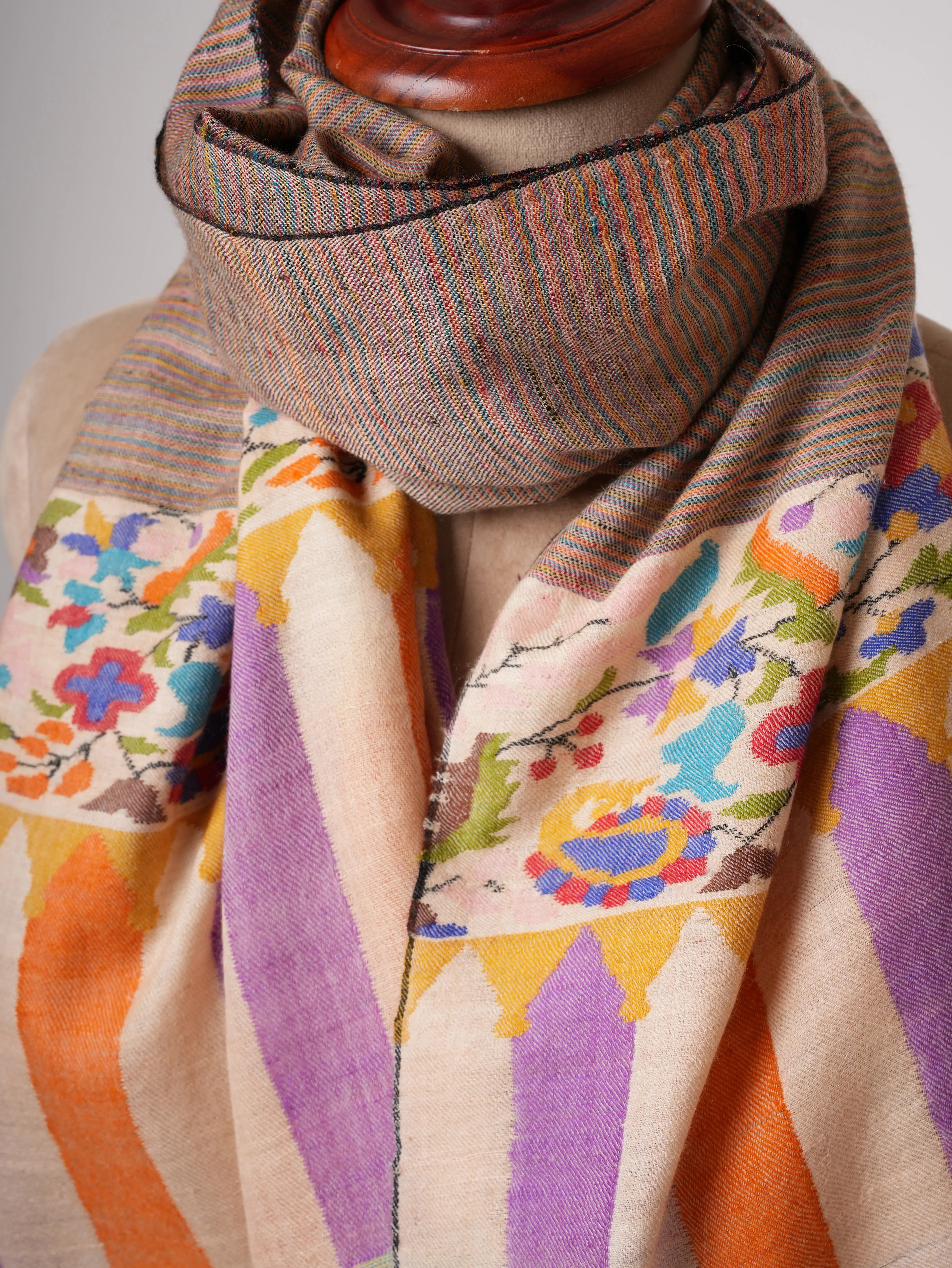 Kani Soft Handwoven Cashmere Stole with Floral Motif Shahkaar