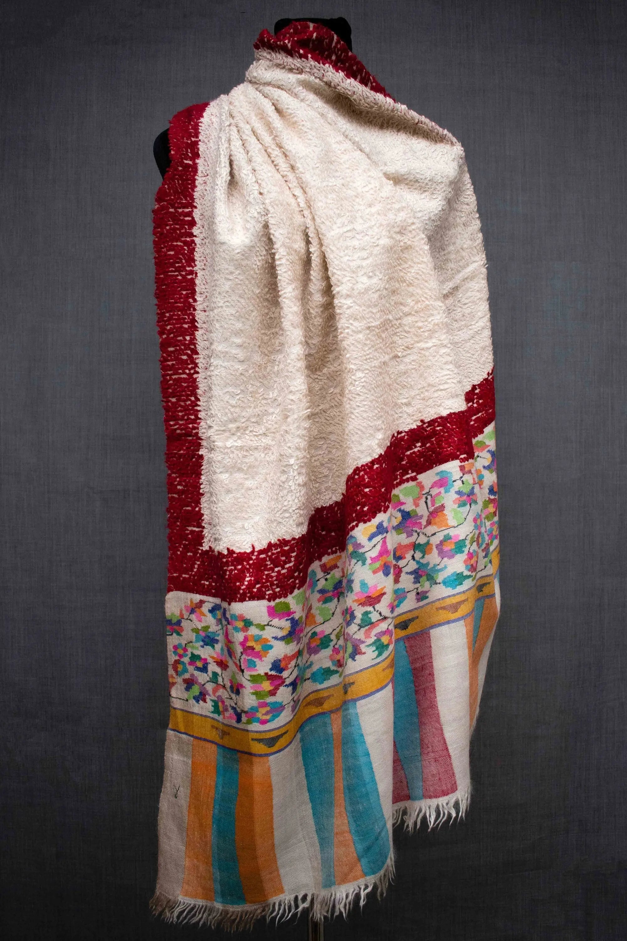 Kani Weave Pure Pashmina Shawl | Towel Weave Design | Made in Kashmir | Handwoven Shahkaar