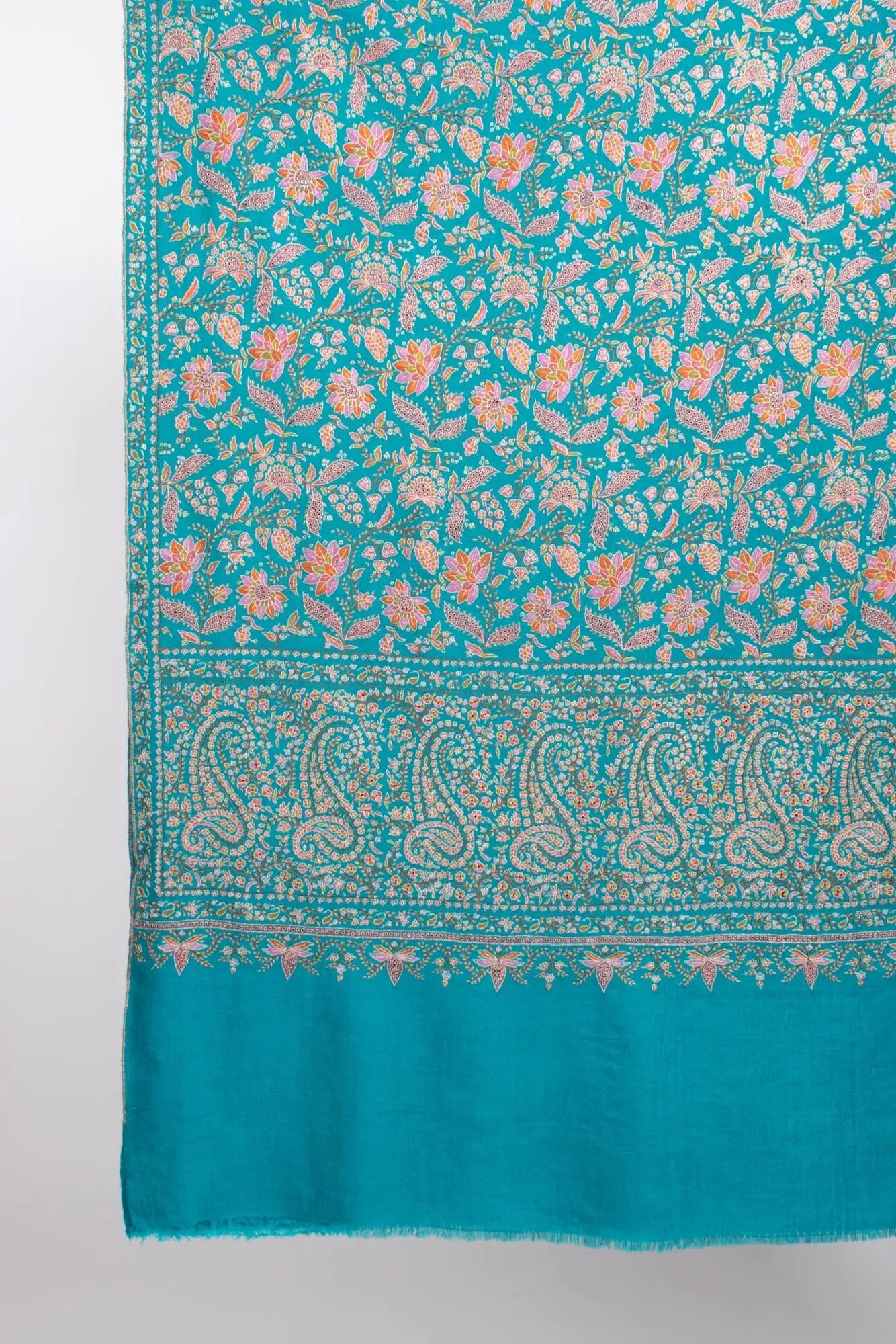 Kashmiri Pashmina Shawl in Turquoise for Wedding - EREWASH Shahkaar