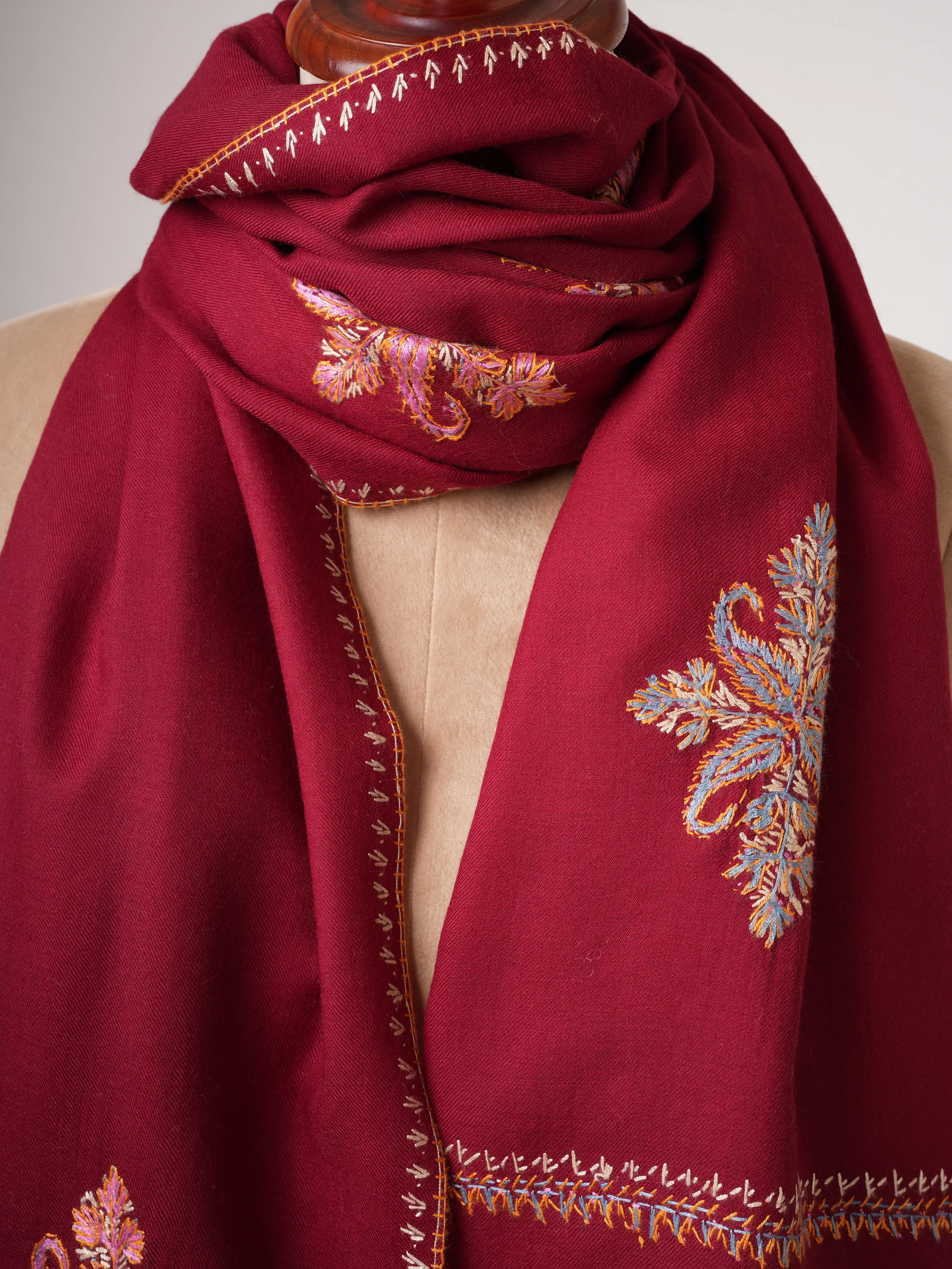 Kashmiri Shawl in Fine Wool with Traditional Buteh Embroidery Shahkaar