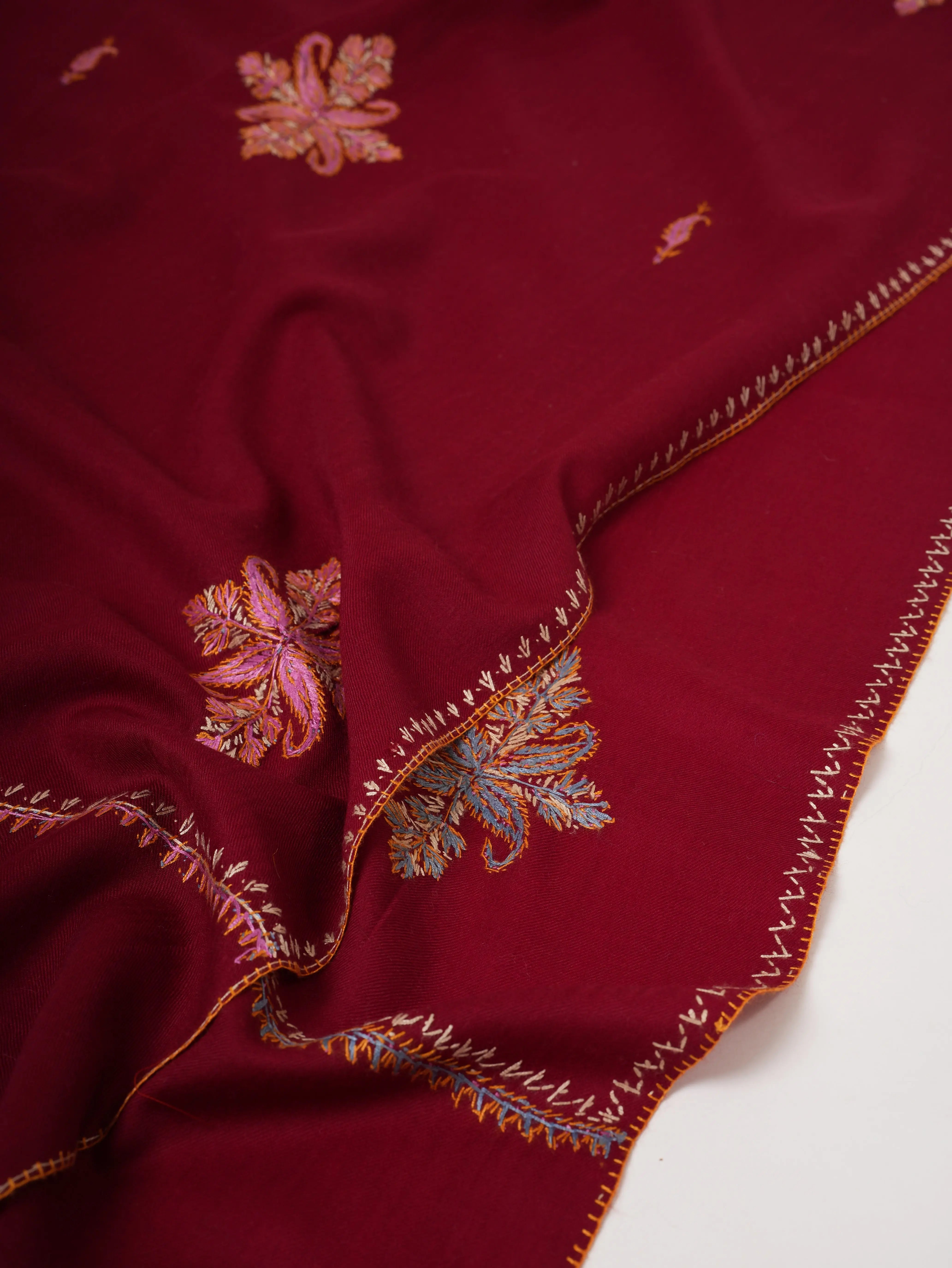 Kashmiri Shawl in Fine Wool with Traditional Buteh Embroidery Shahkaar