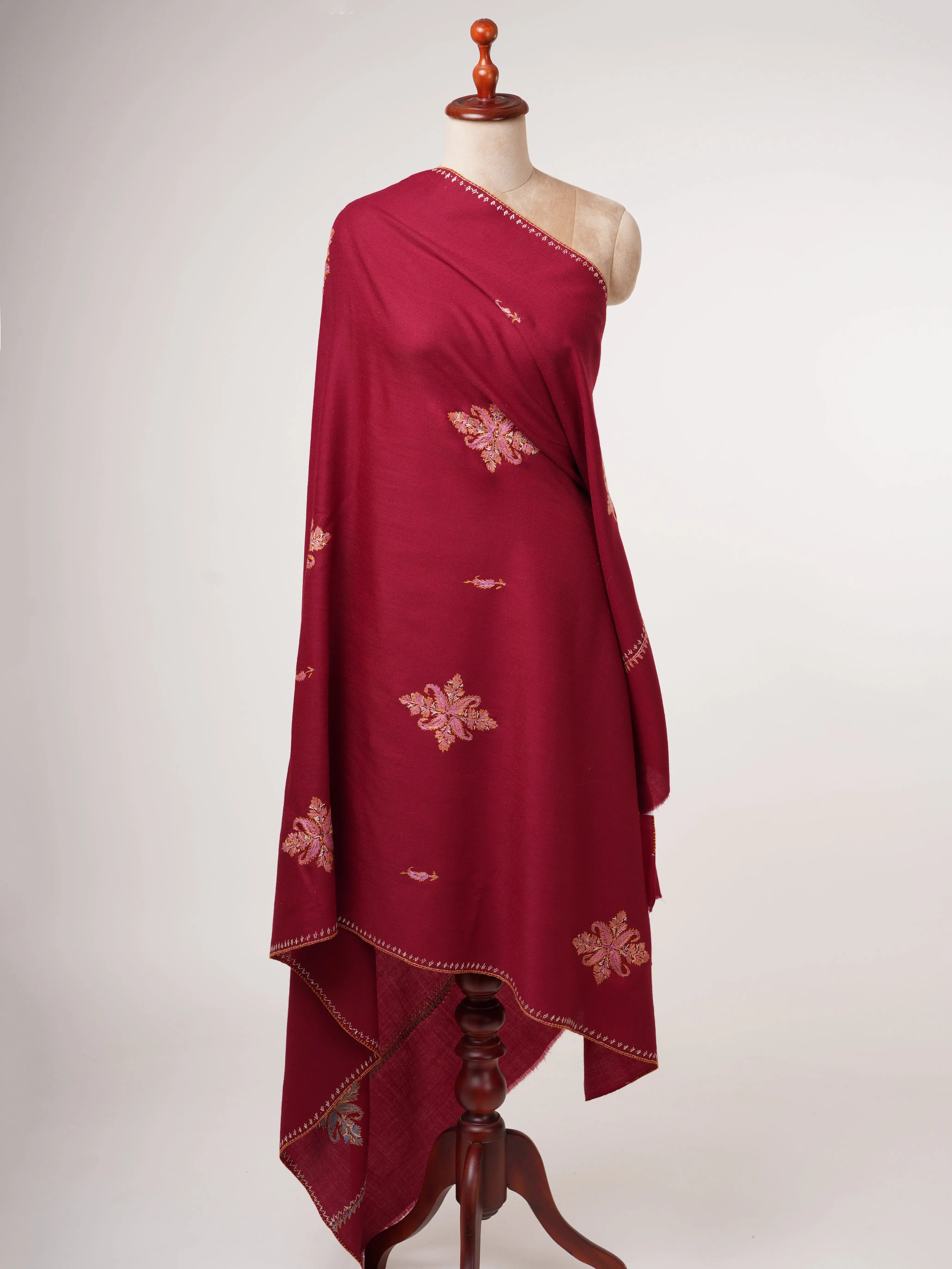 Kashmiri Shawl in Fine Wool with Traditional Buteh Embroidery Shahkaar