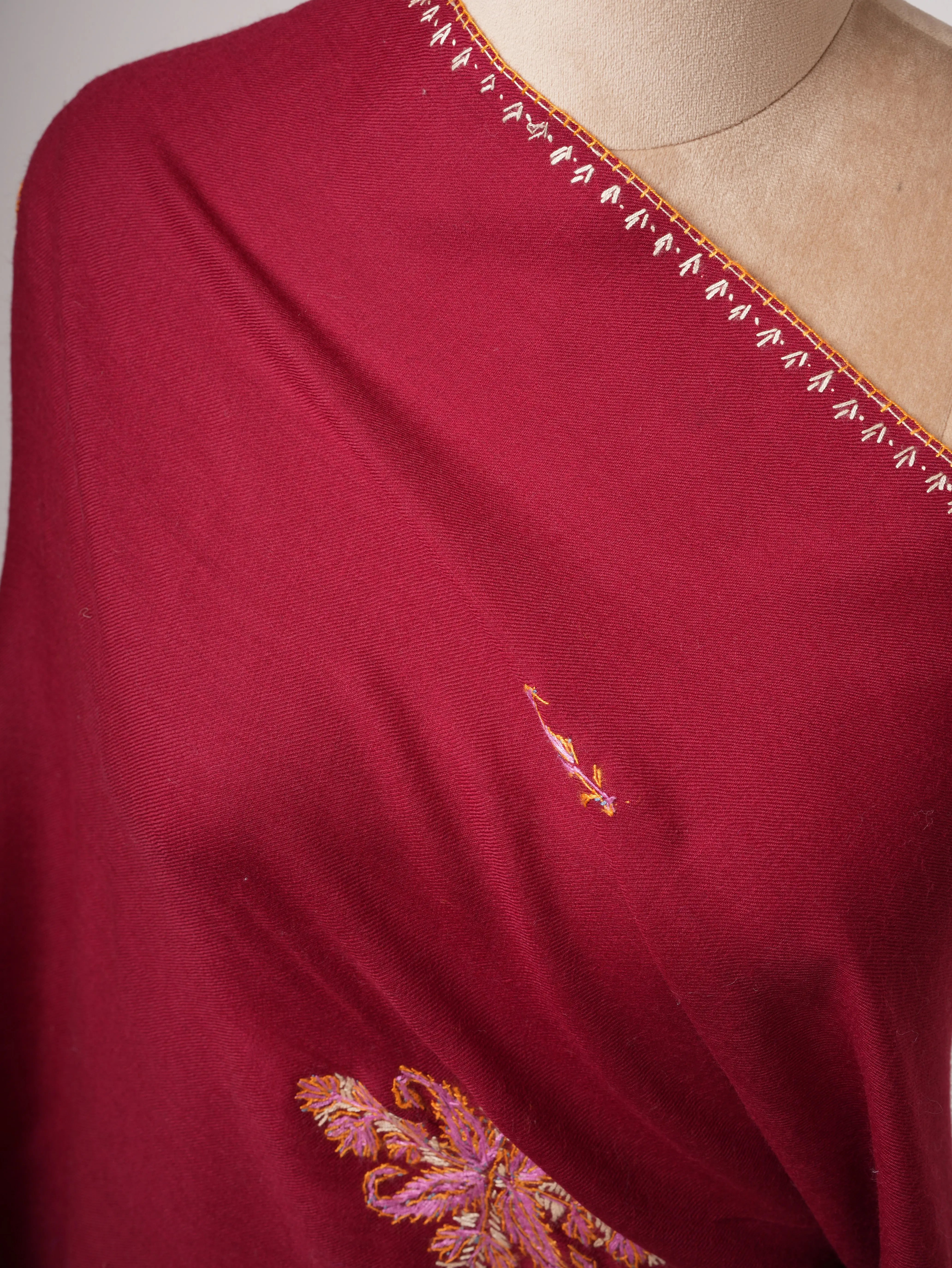 Kashmiri Shawl in Fine Wool with Traditional Buteh Embroidery Shahkaar