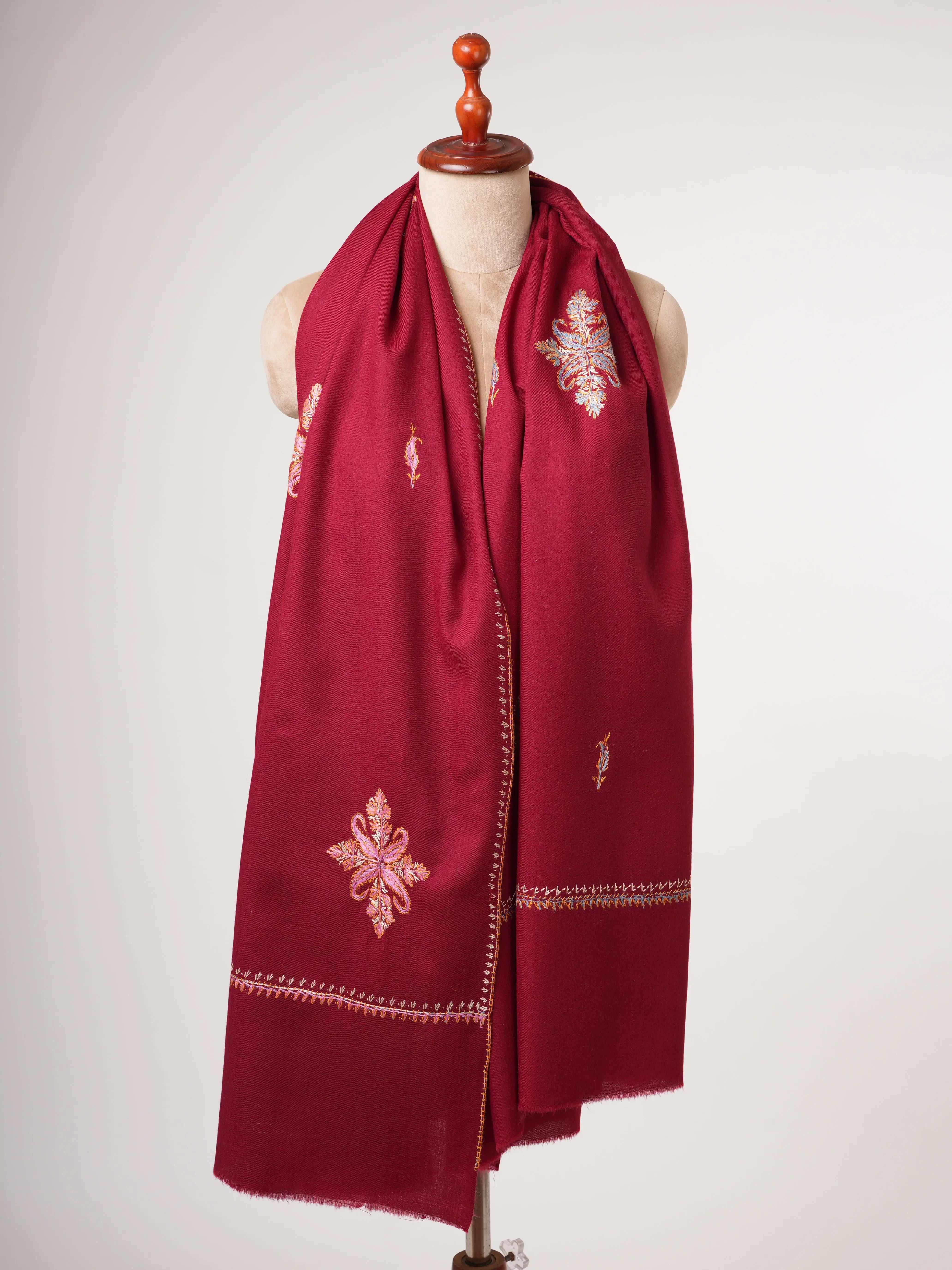 Kashmiri Shawl in Fine Wool with Traditional Buteh Embroidery Shahkaar