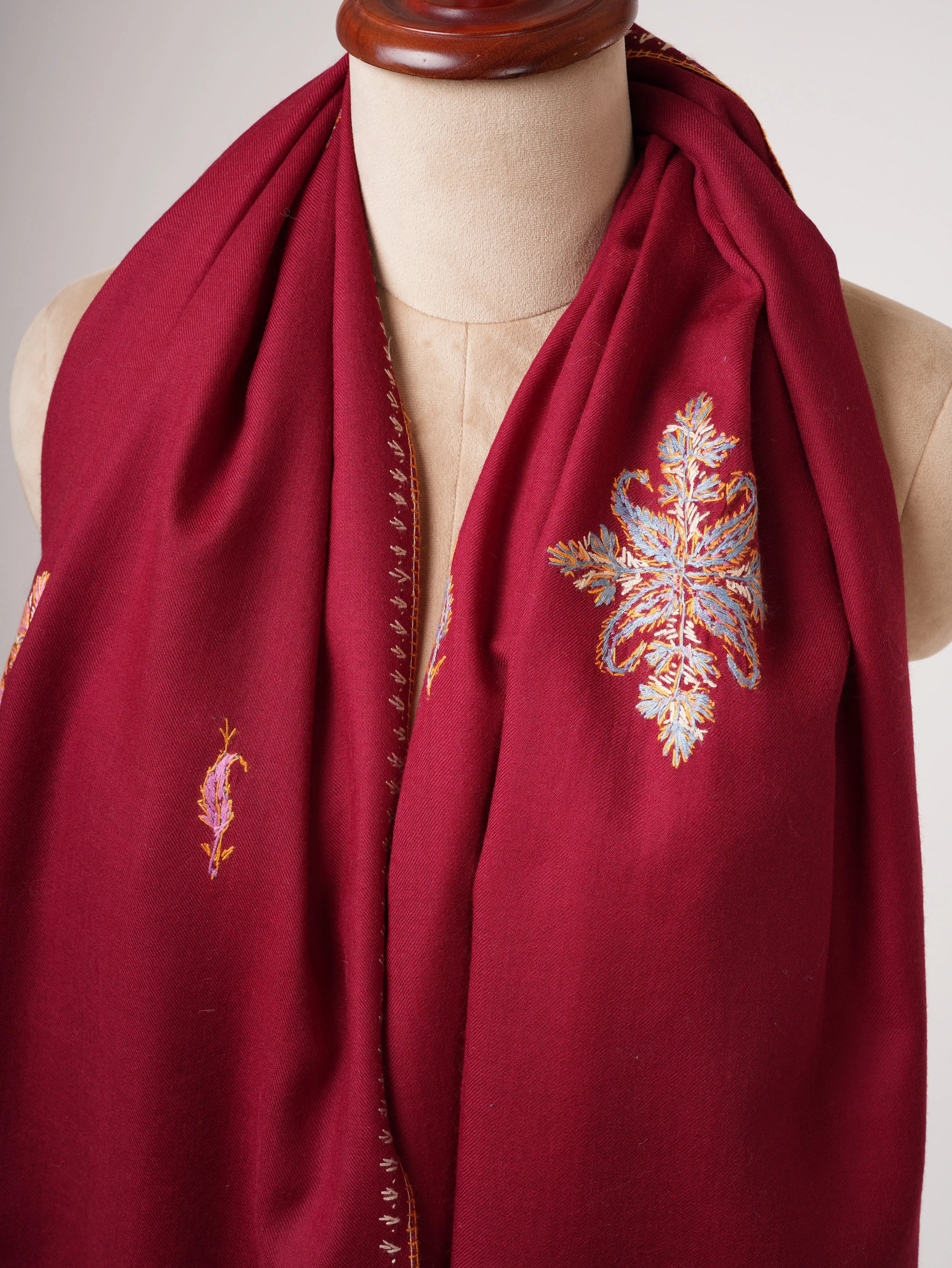 Kashmiri Shawl in Fine Wool with Traditional Buteh Embroidery Shahkaar