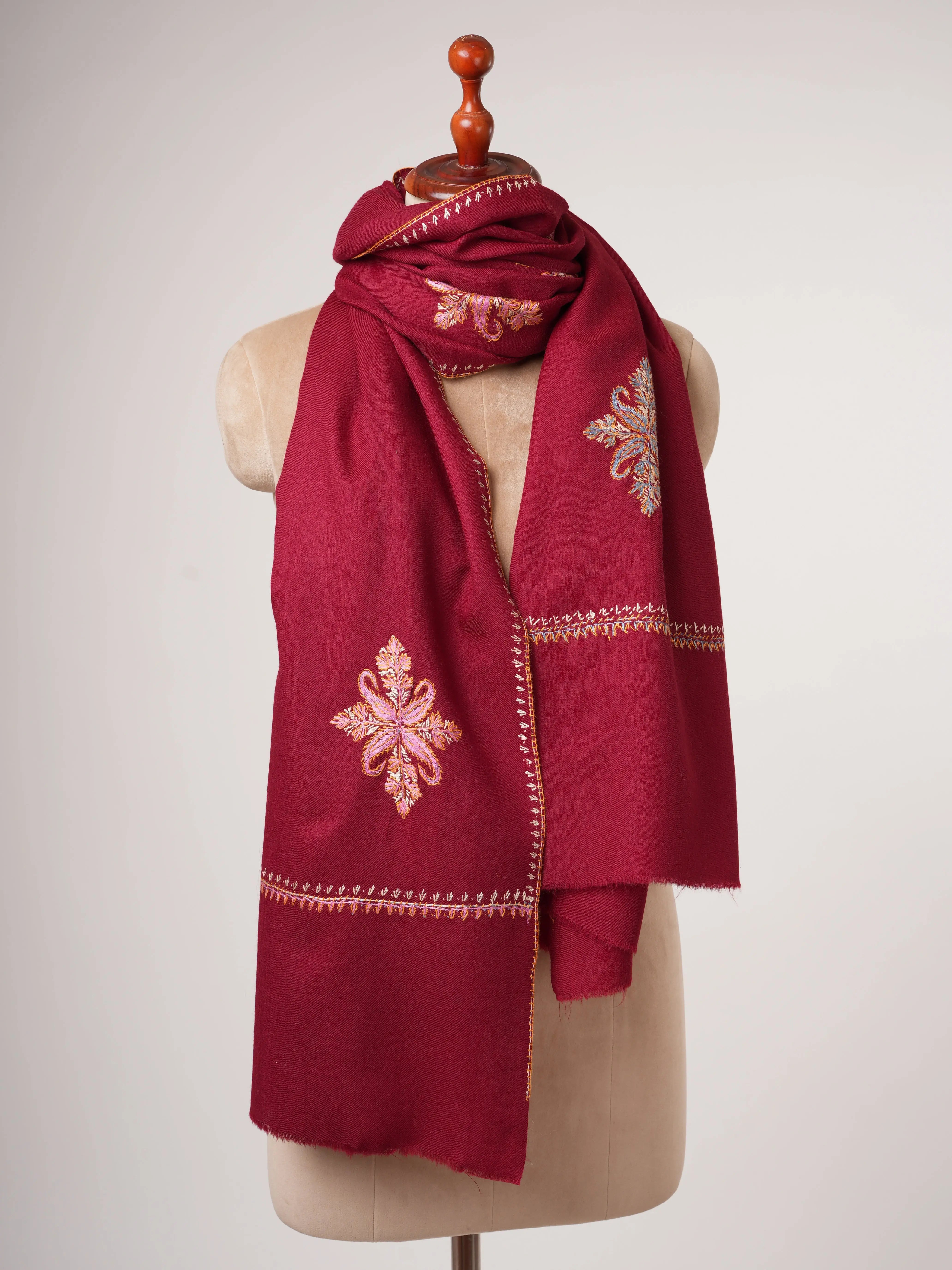 Kashmiri Shawl in Fine Wool with Traditional Buteh Embroidery Shahkaar