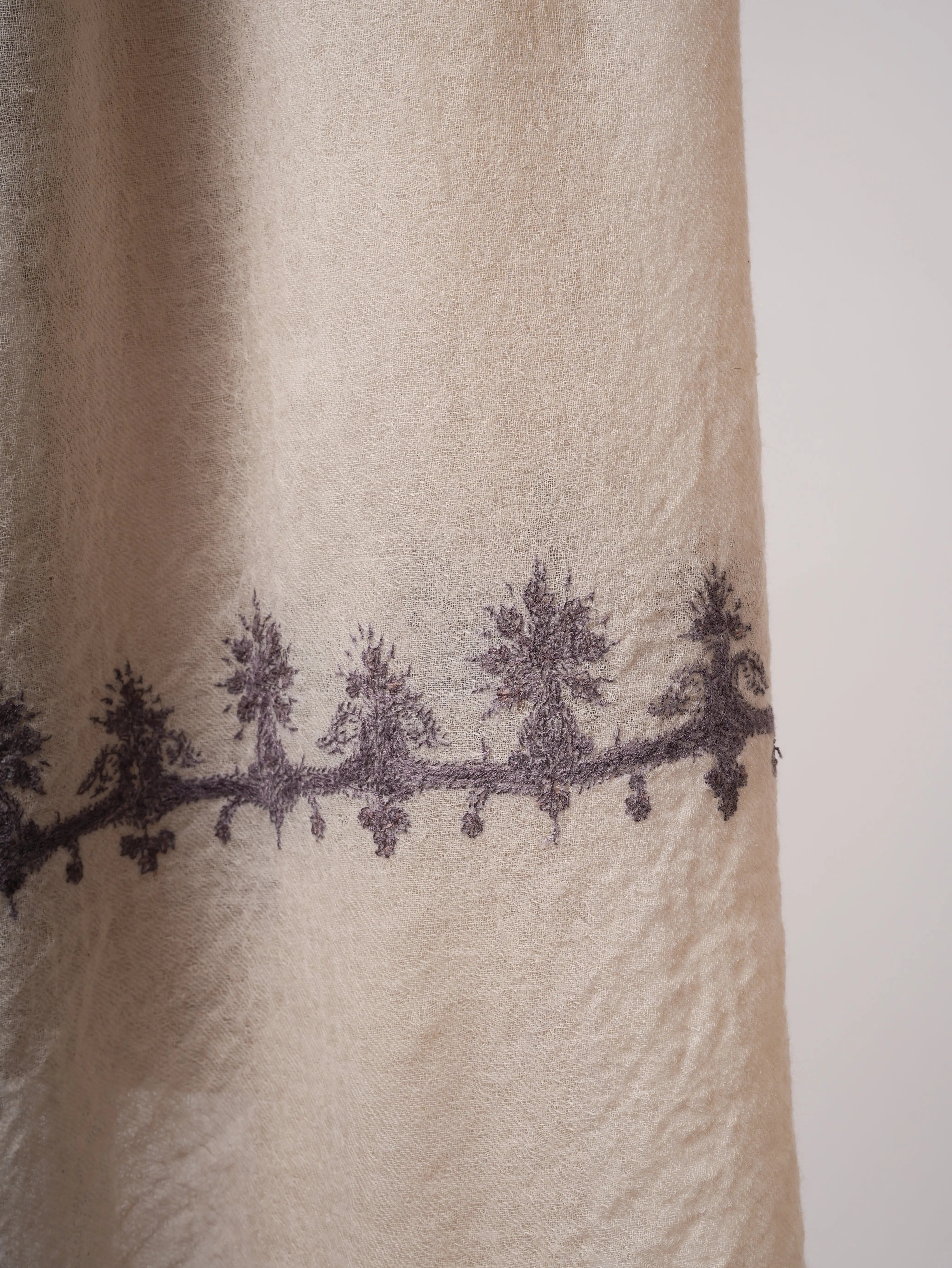 Lightweight Boiled Wool Shawl with Hand Embroidery Shahkaar